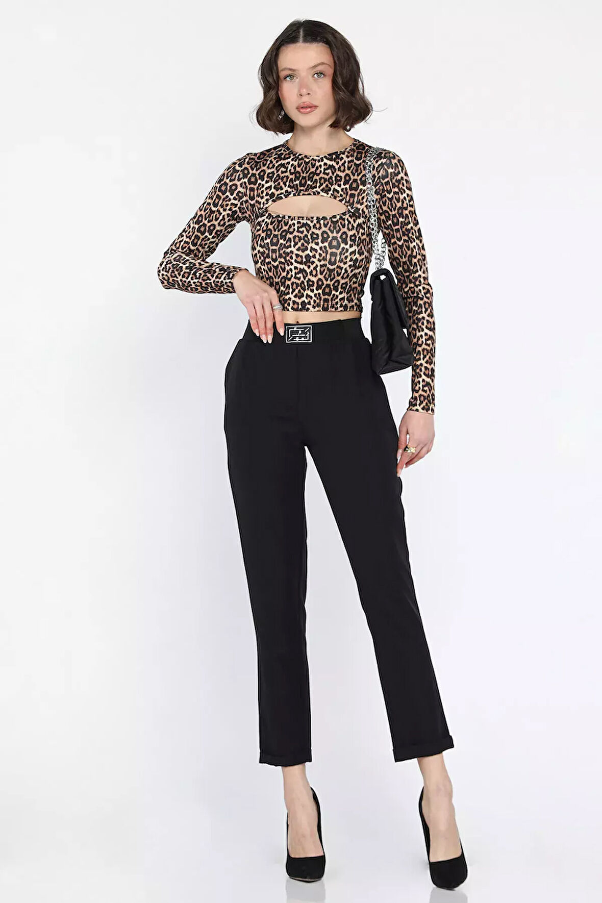 Büyük Beden Bel Lastikli Duble Paça Kadın Pantolon