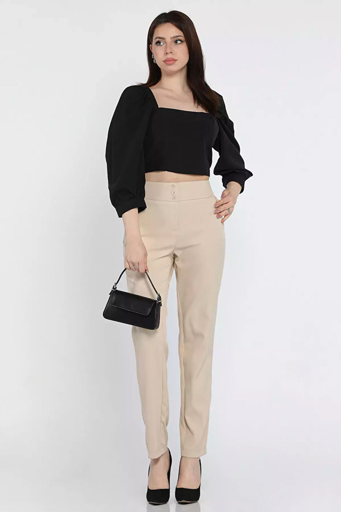 Bel Lastikli Kadın Büyük Beden Pantolon