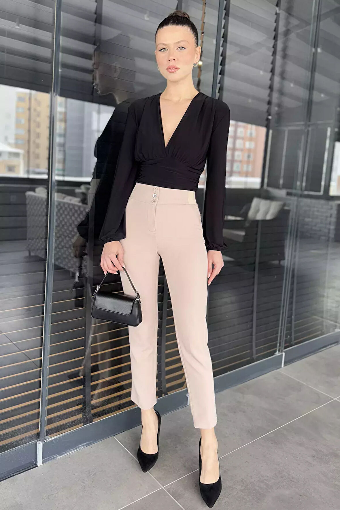 Bel Lastikli Kadın Kumaş Pantolon