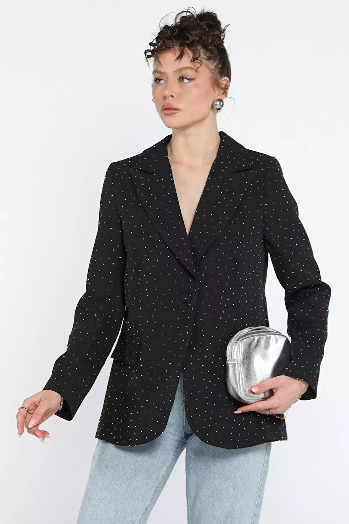 Taş Detaylı Kadın Tarz Blazer Ceket