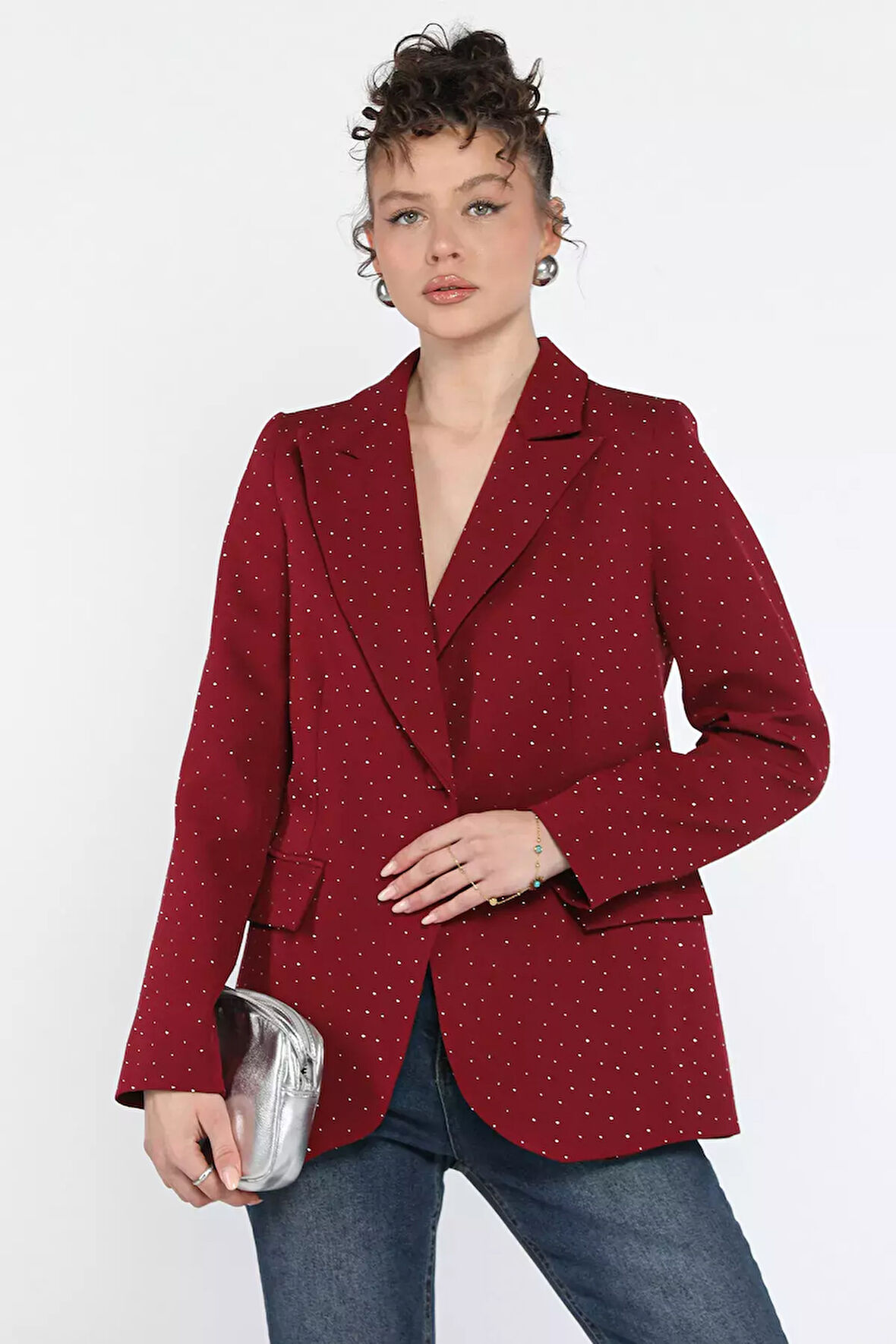 Taş Detaylı Kadın Tarz Blazer Ceket