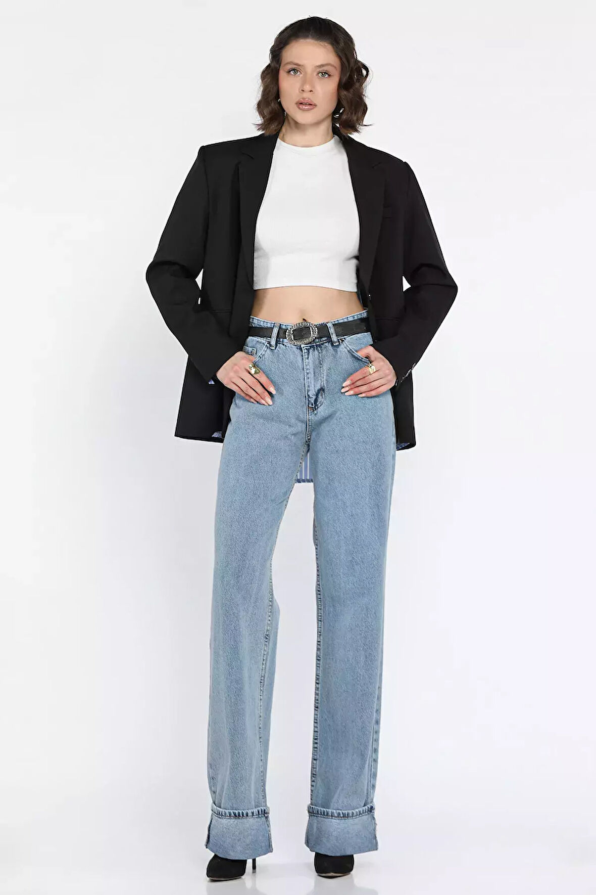 Duble Paça Kadın Mom Jean Kot Pantolon