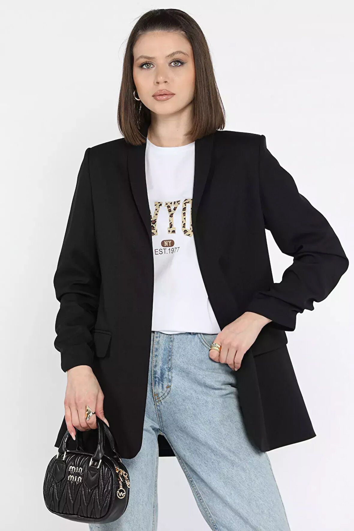 Kol Büzgülü Kadın Blazer Ceket