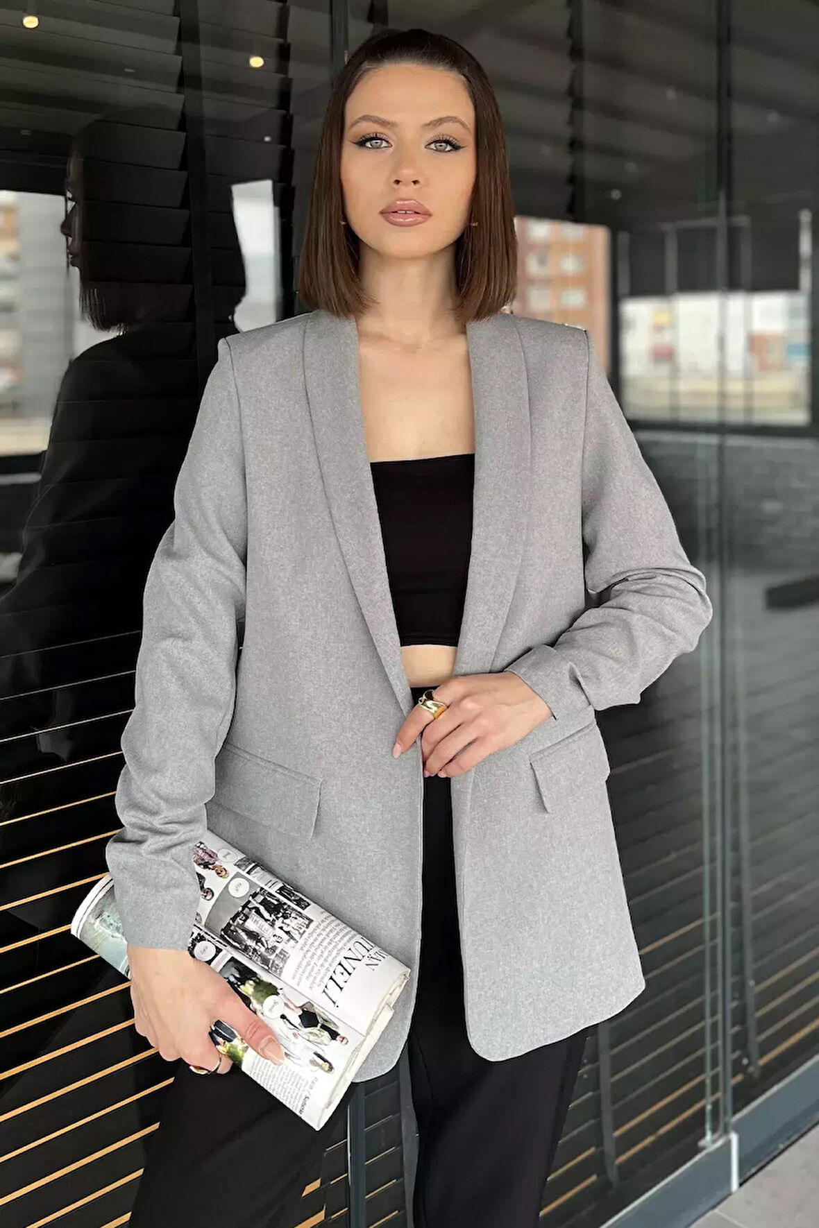 Kol Büzgülü Kadın Blazer Ceket