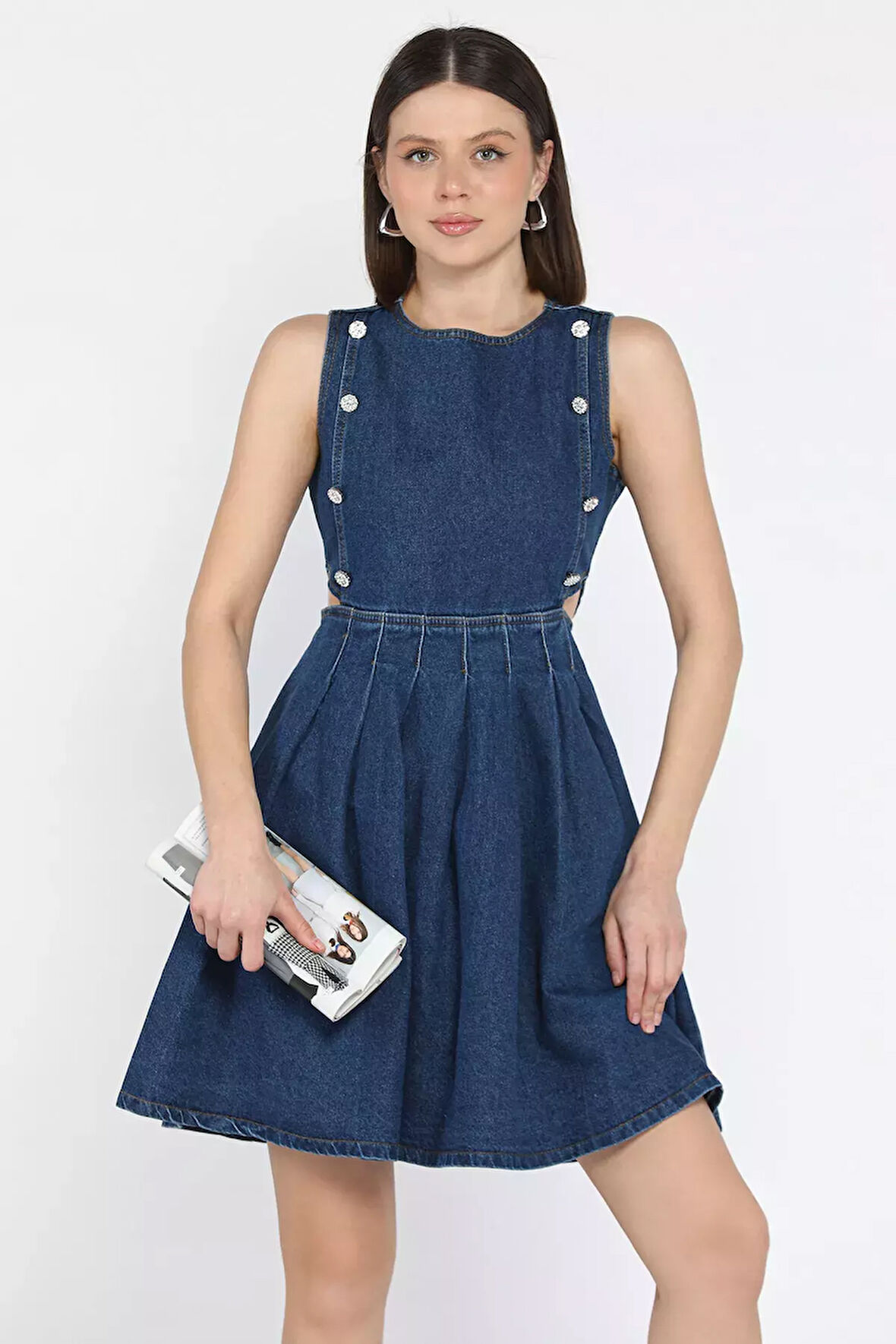 Pileli Jean Kot Elbise