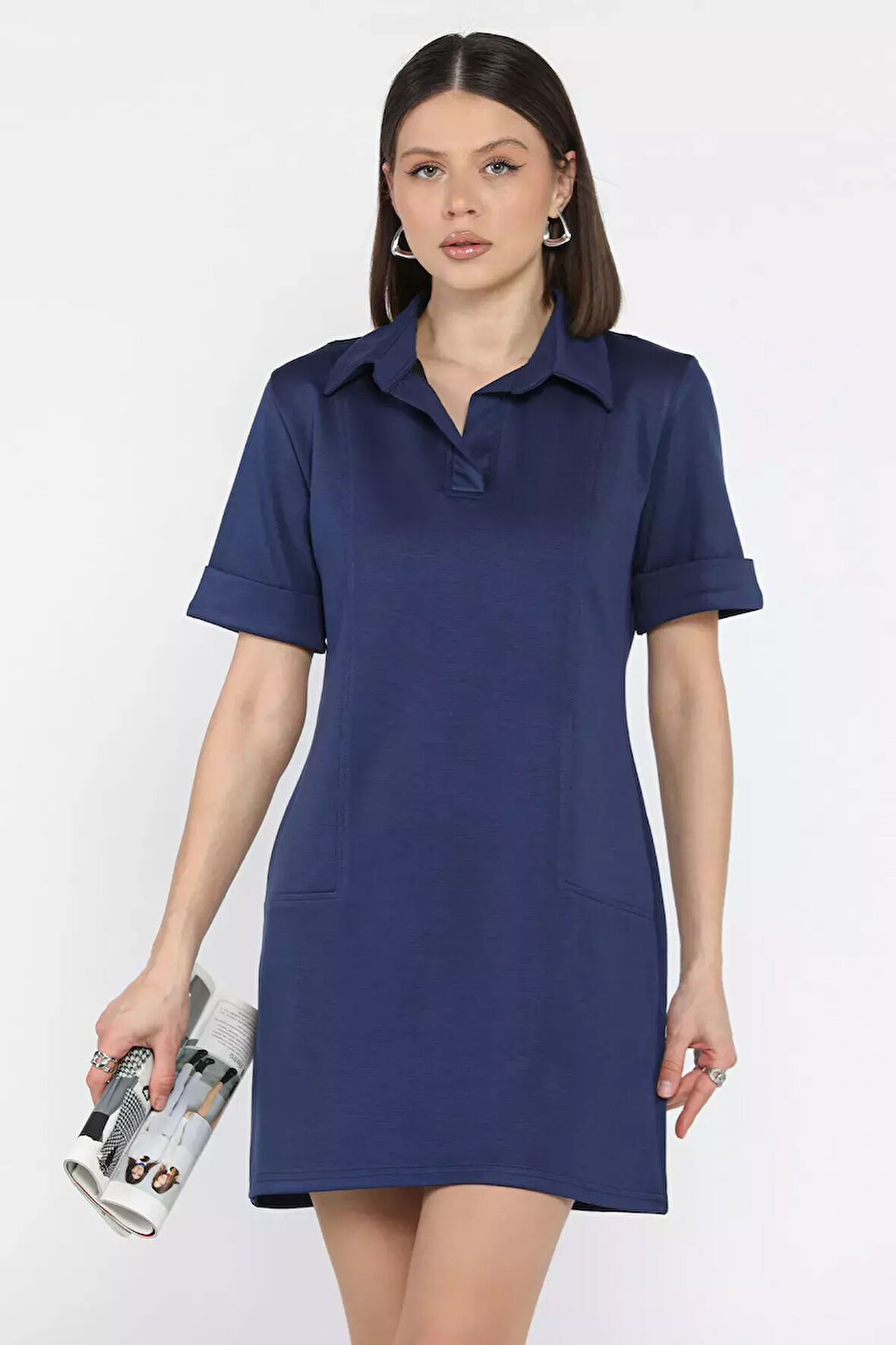 Polo Yaka Duble Kol Kadın Elbise