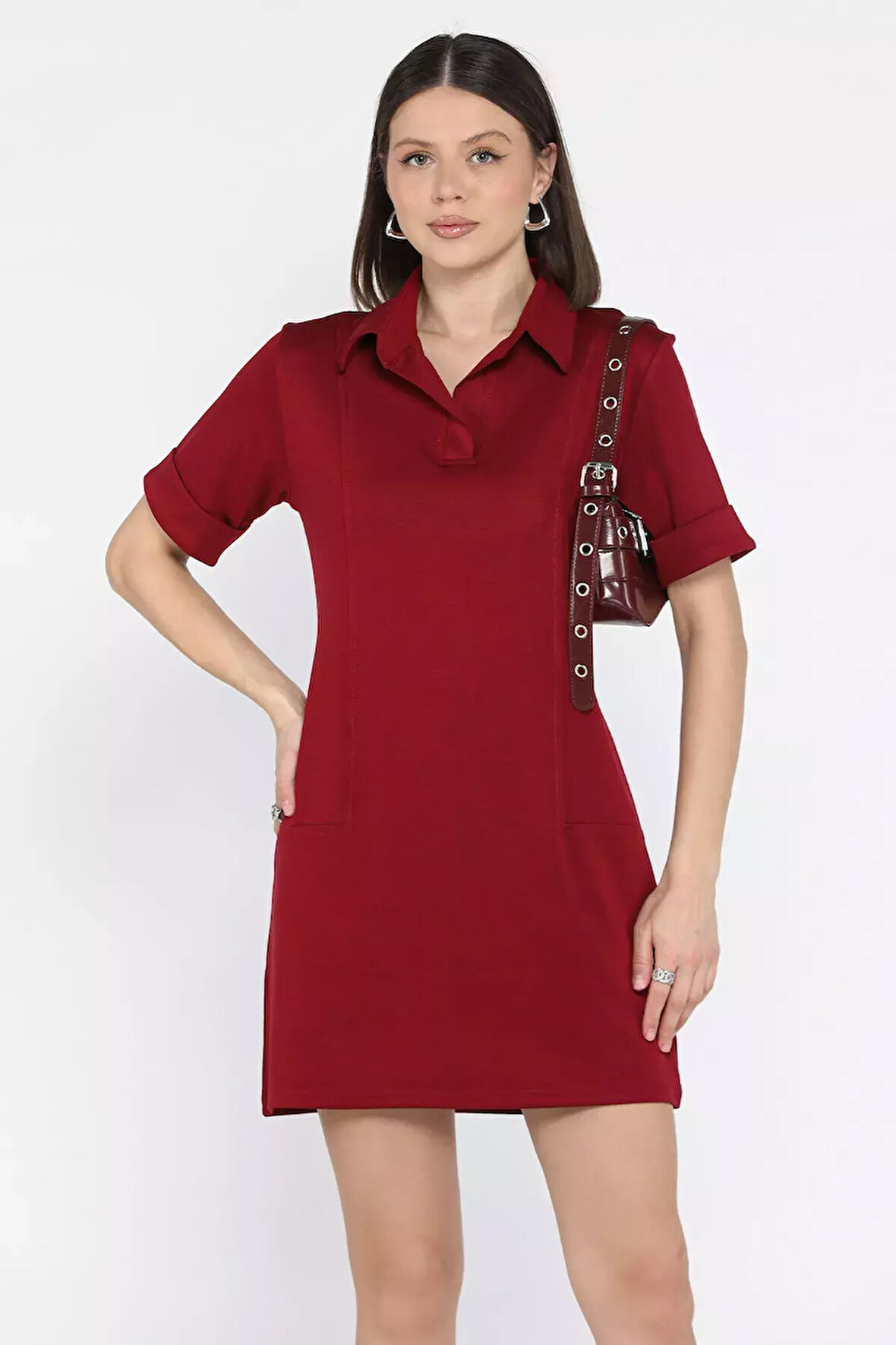 Polo Yaka Duble Kol Kadın Elbise