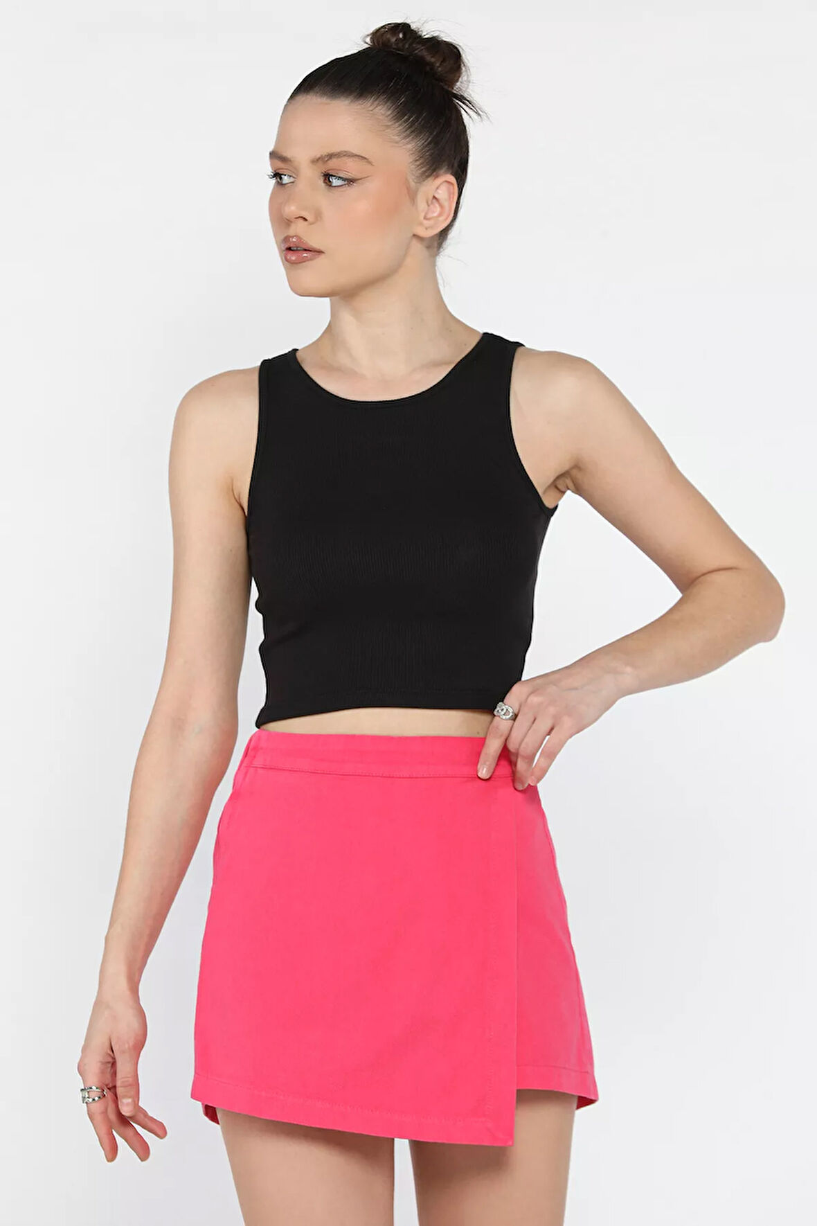 Kadın Bisiklet Yaka Sıfır Kol Basic Body Bluz