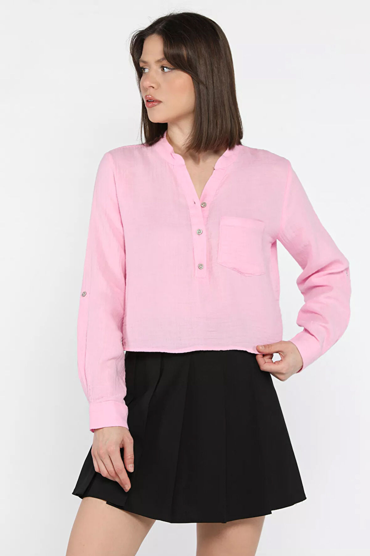 Kadın Hakim Yaka Tek Cepli Gömlek Bluz