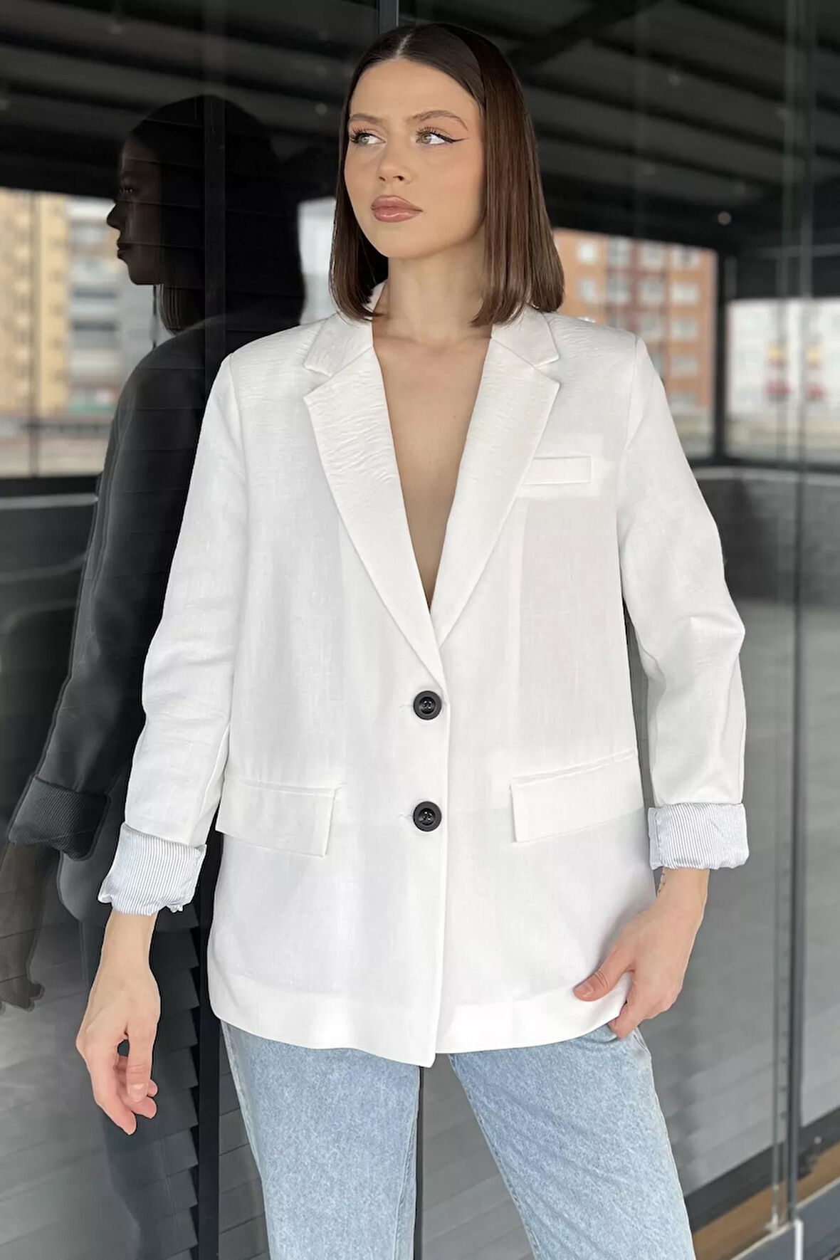 Kadın Astarlı Blazer Ceket
