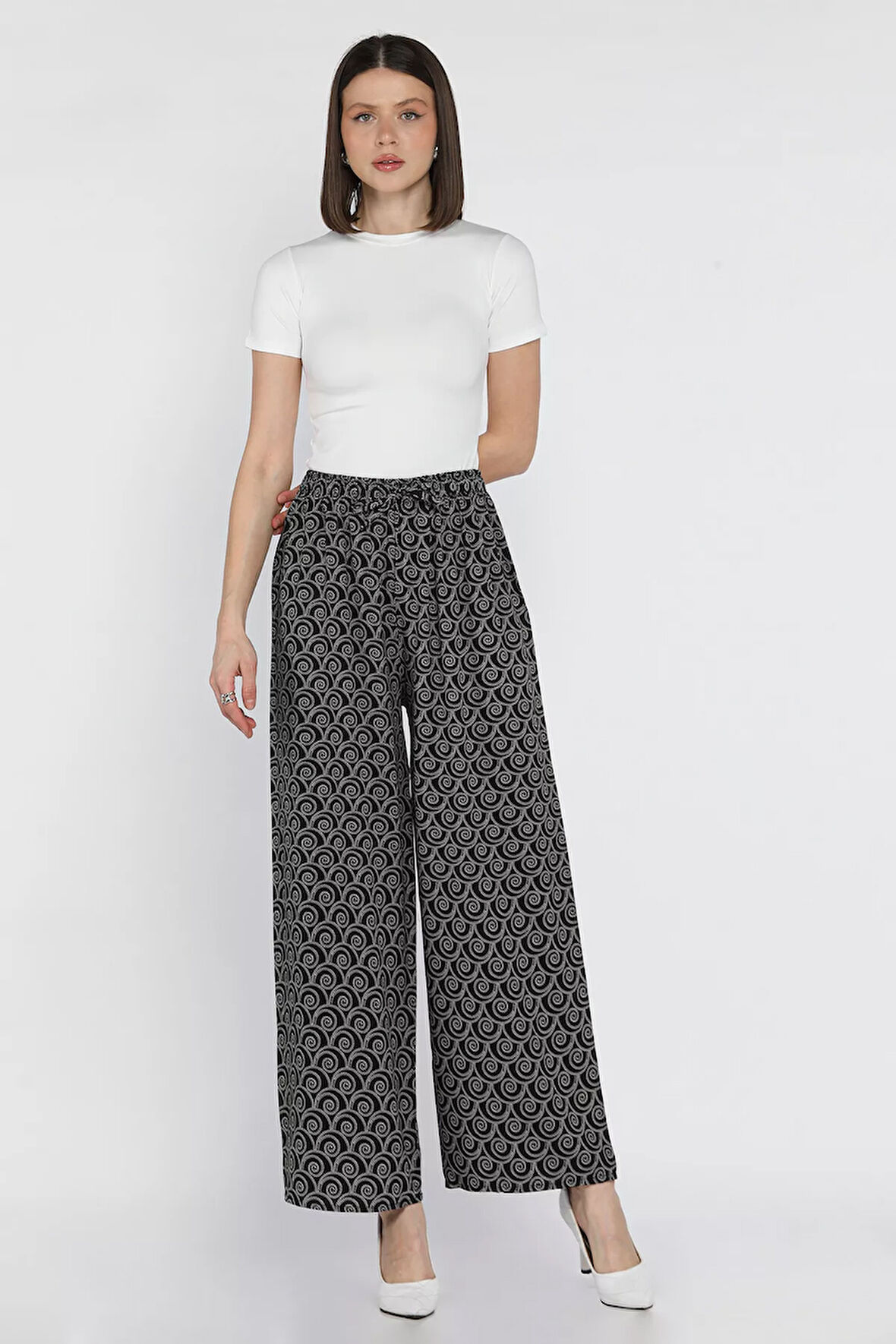 Kadın Desenli Viskon Yürüyüş Pantolonu