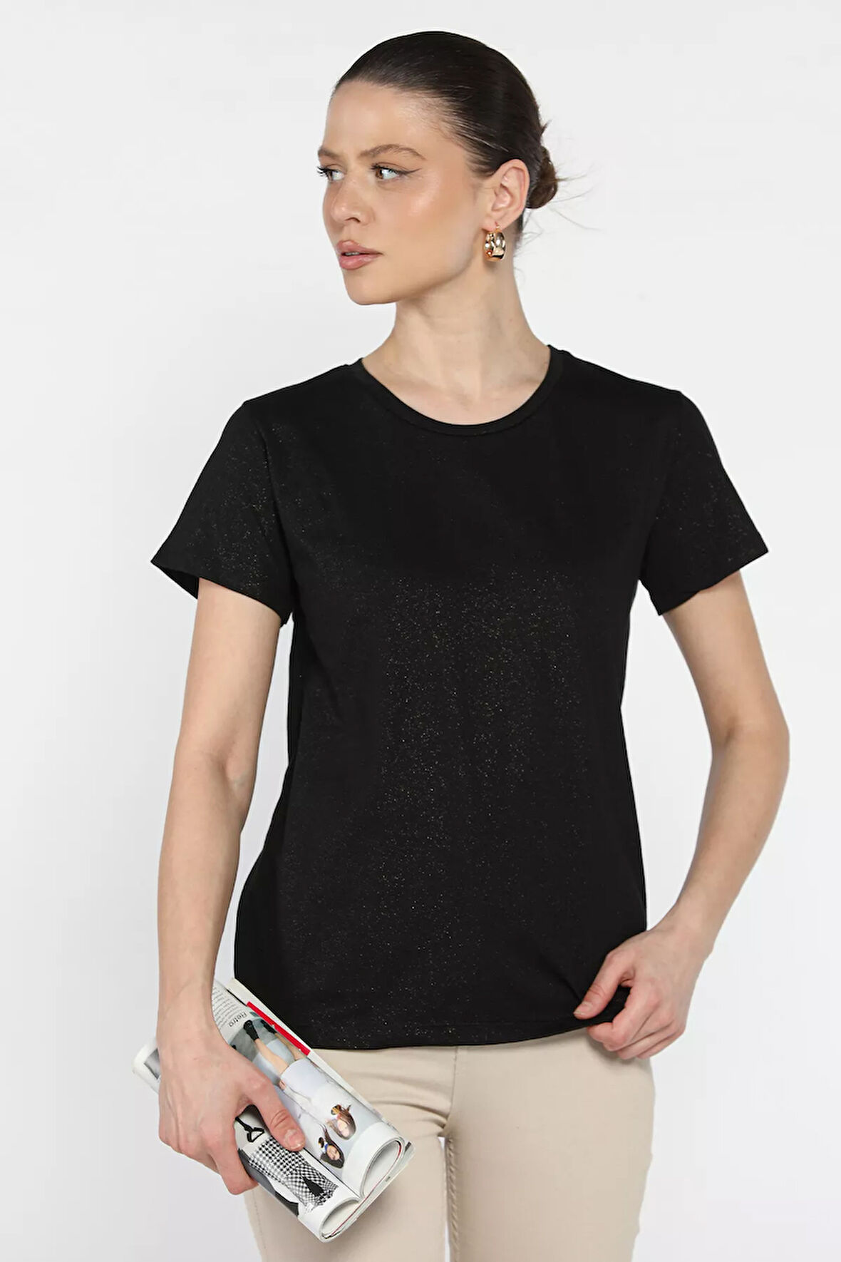 Kadın Bisiklet Yaka Basic Tişört