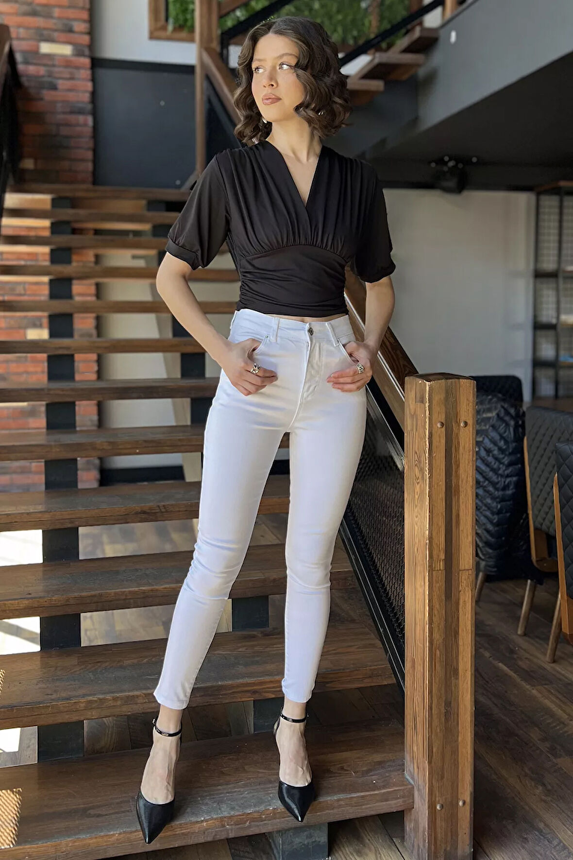 Yüksek Bel Ful Likralı Kadın Pantolon