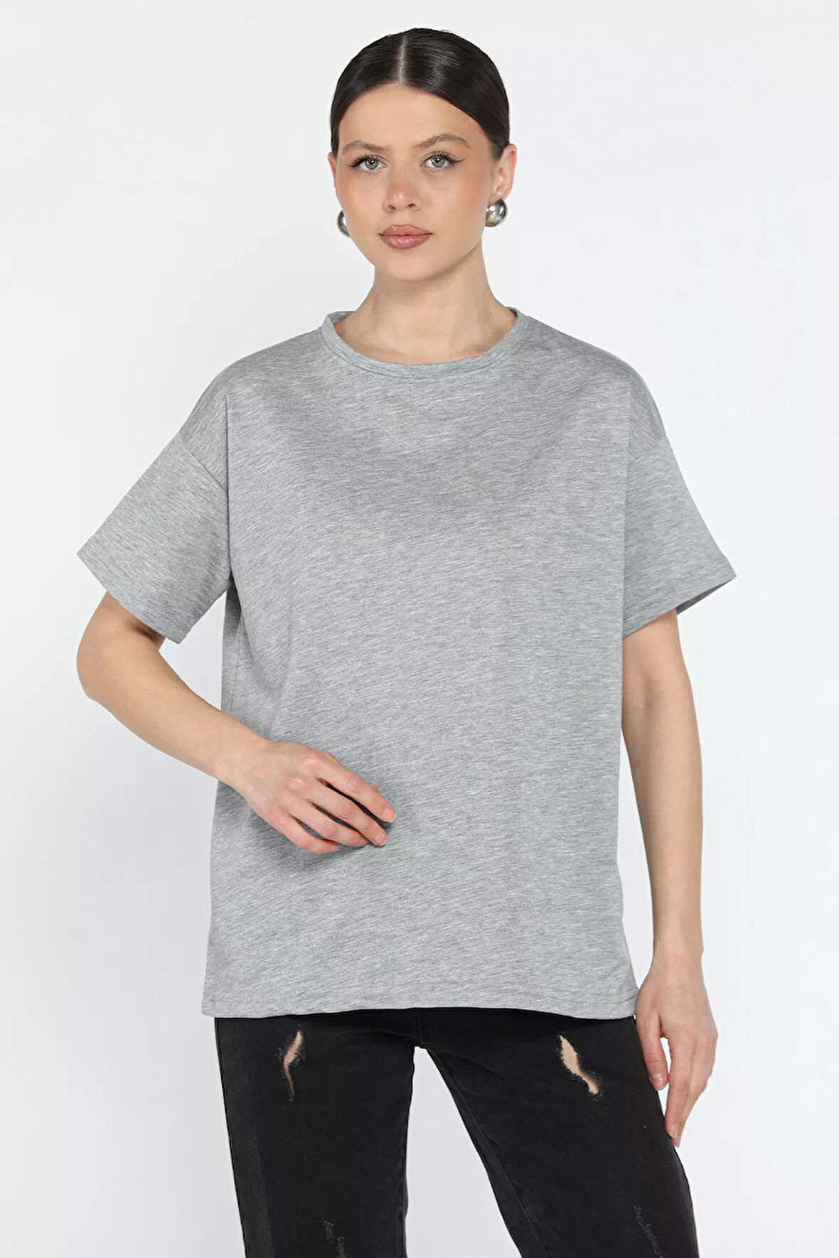 Kadın Bisiklet Yaka Basic Tişört