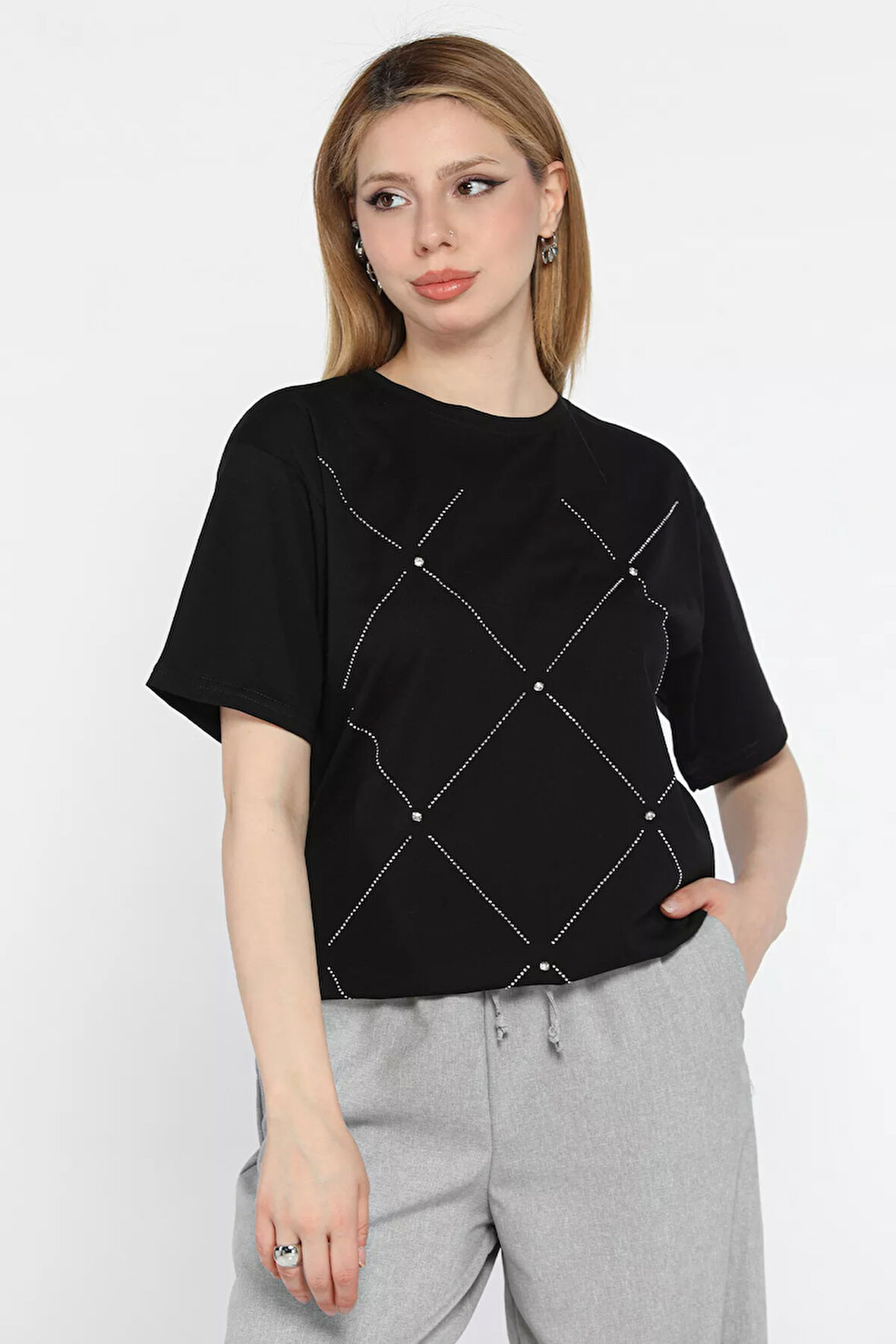 Taşlı Kadın Tişört