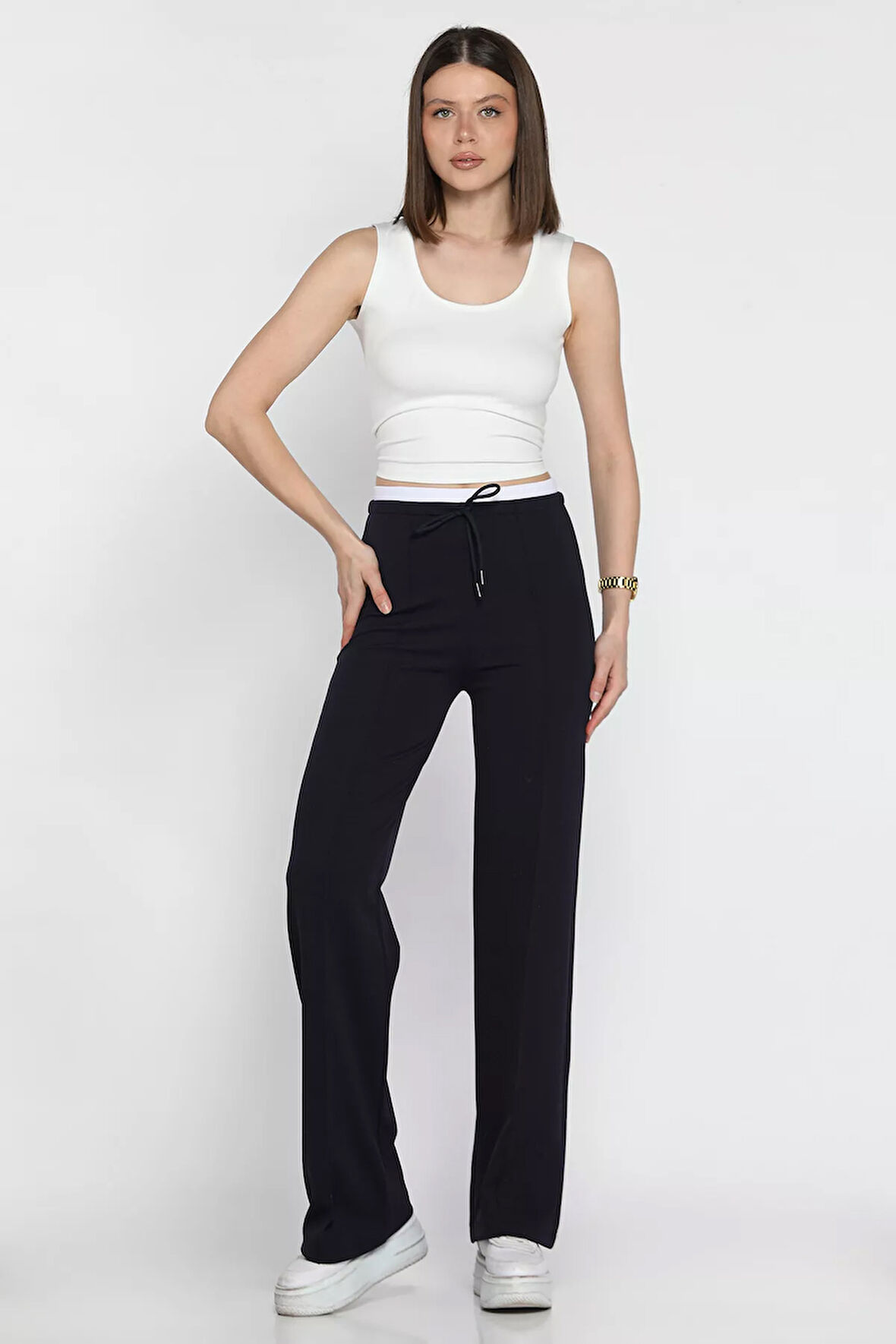 Kadın Çimalı Yüksek Bel Palazzo Pantolon