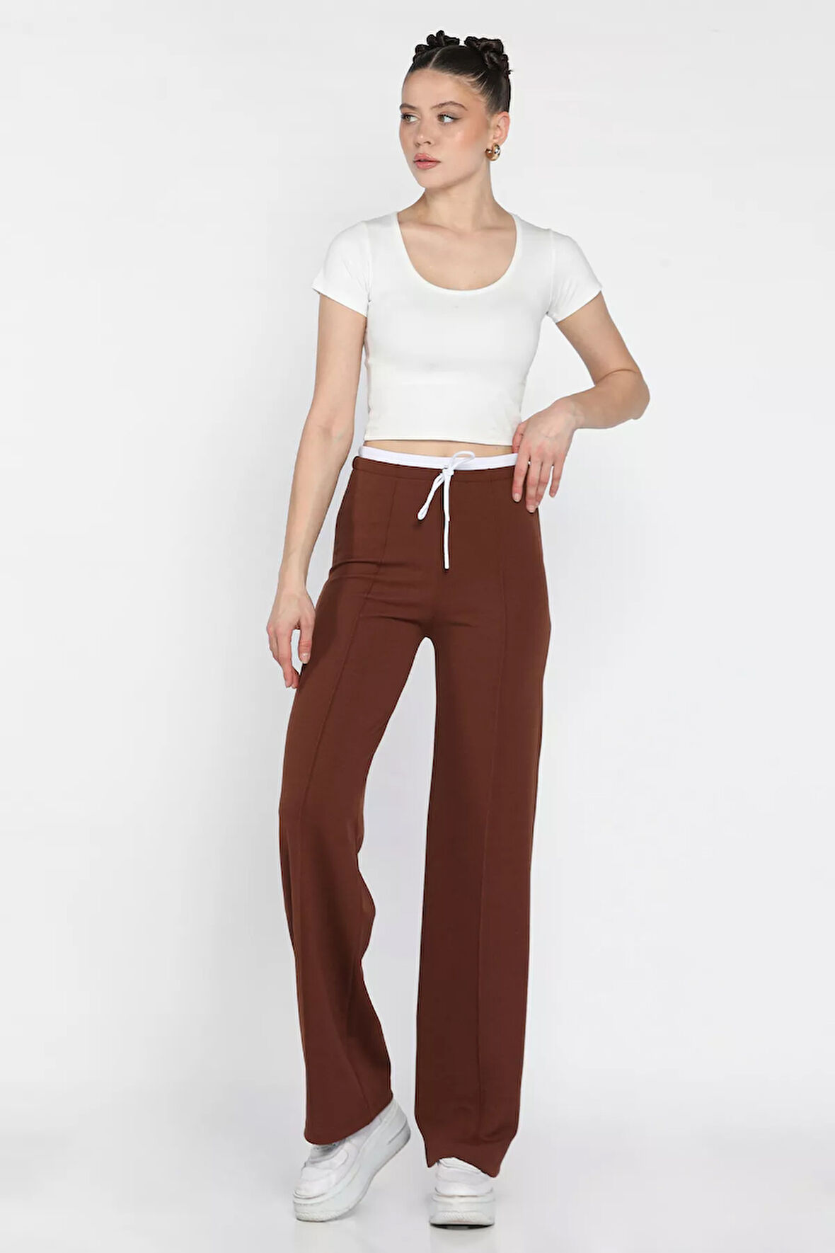 Kadın Çimalı Yüksek Bel Palazzo Pantolon