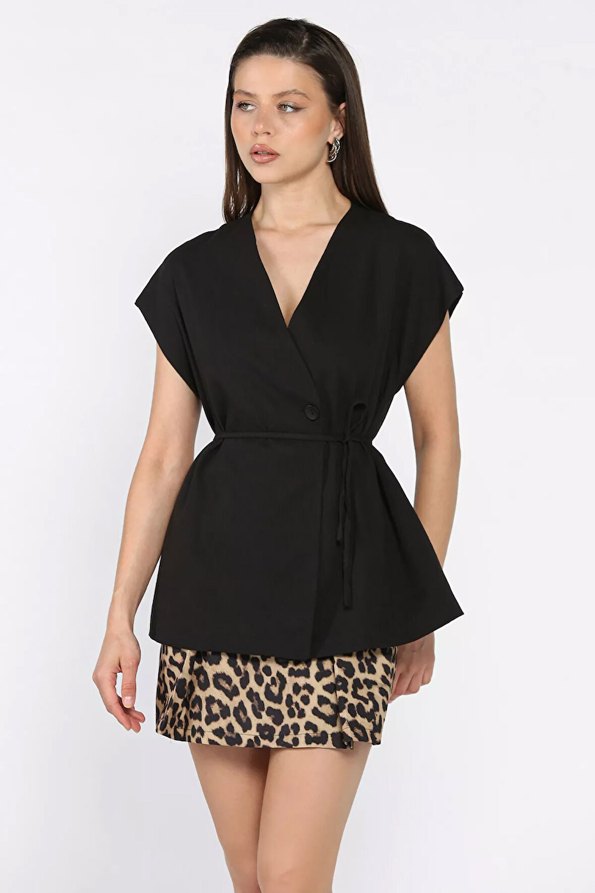 Kadın Astarlı Keten Yelek