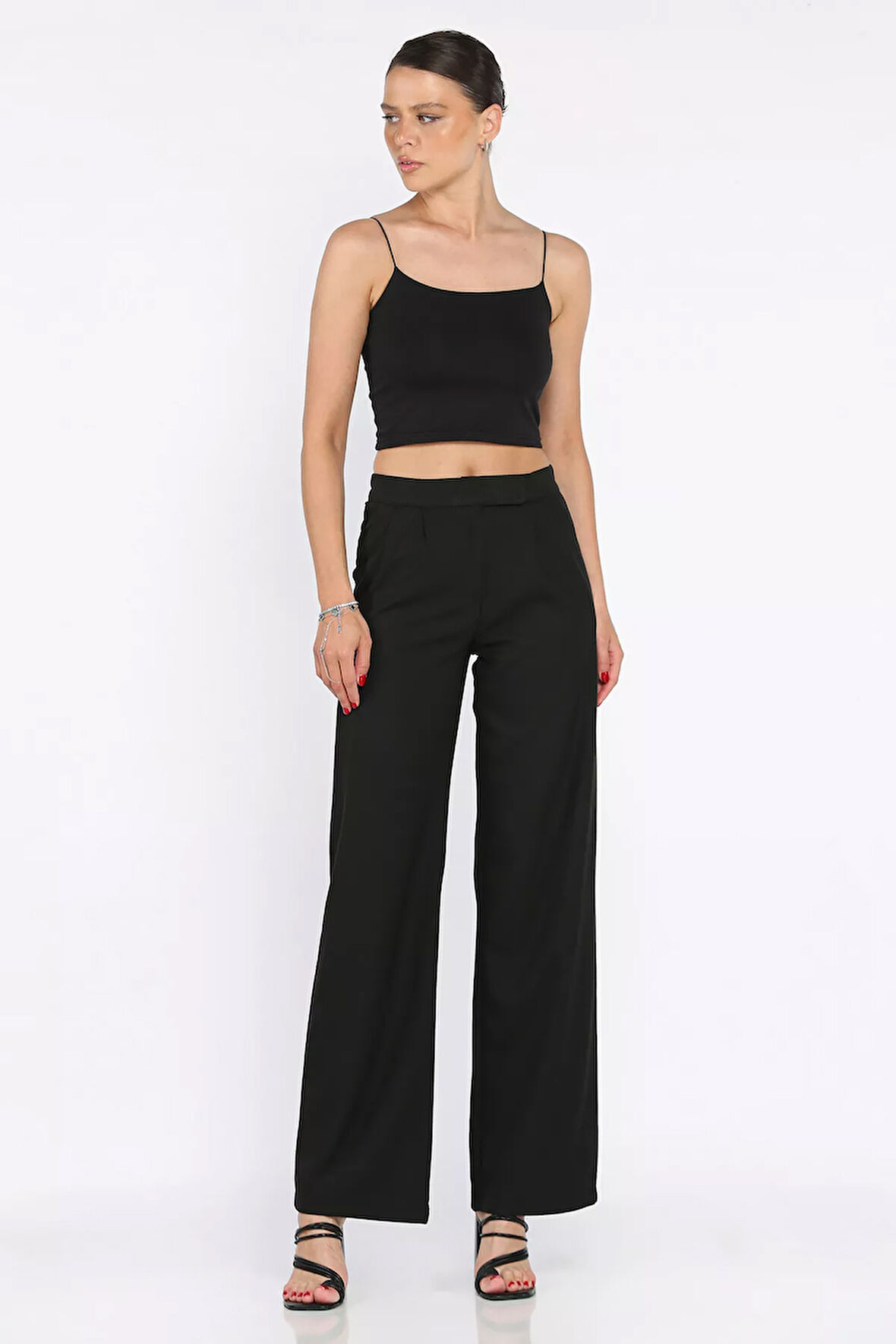 Kadın Bel Lastikli Cırtlı Palazzo Pantolon