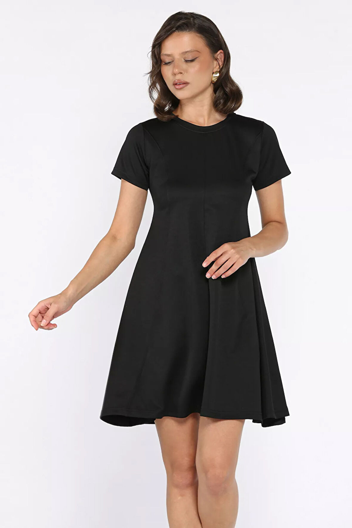 Bisiklet Yaka Kadın Mini Elbise