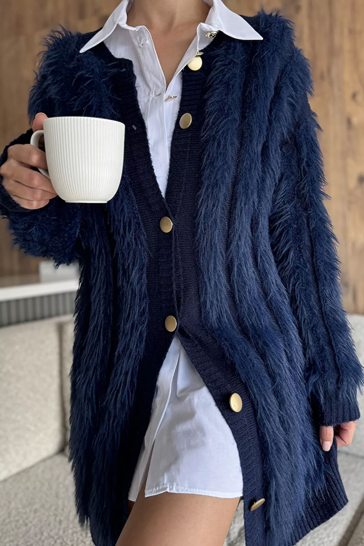 Kadın Sakallı Triko Hırka