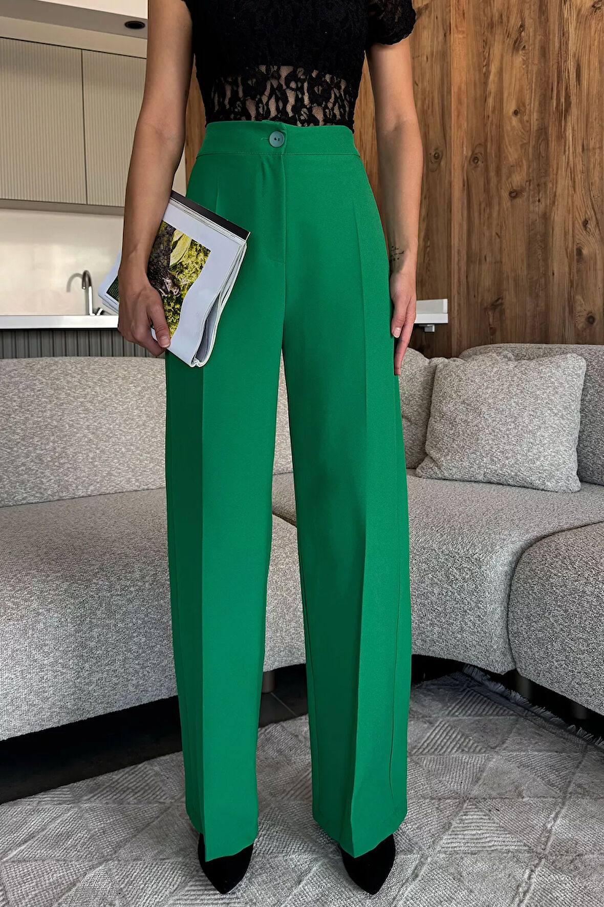 Kadın Bol Paça Kumaş Pantolon