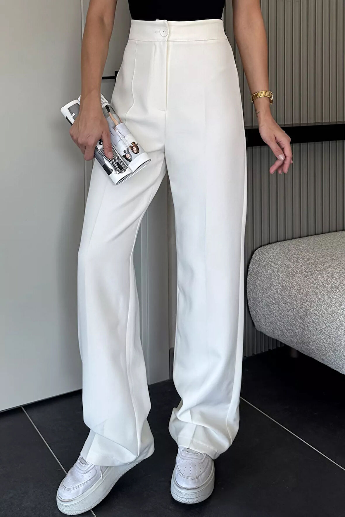 Kadın Bol Paça Kumaş Pantolon