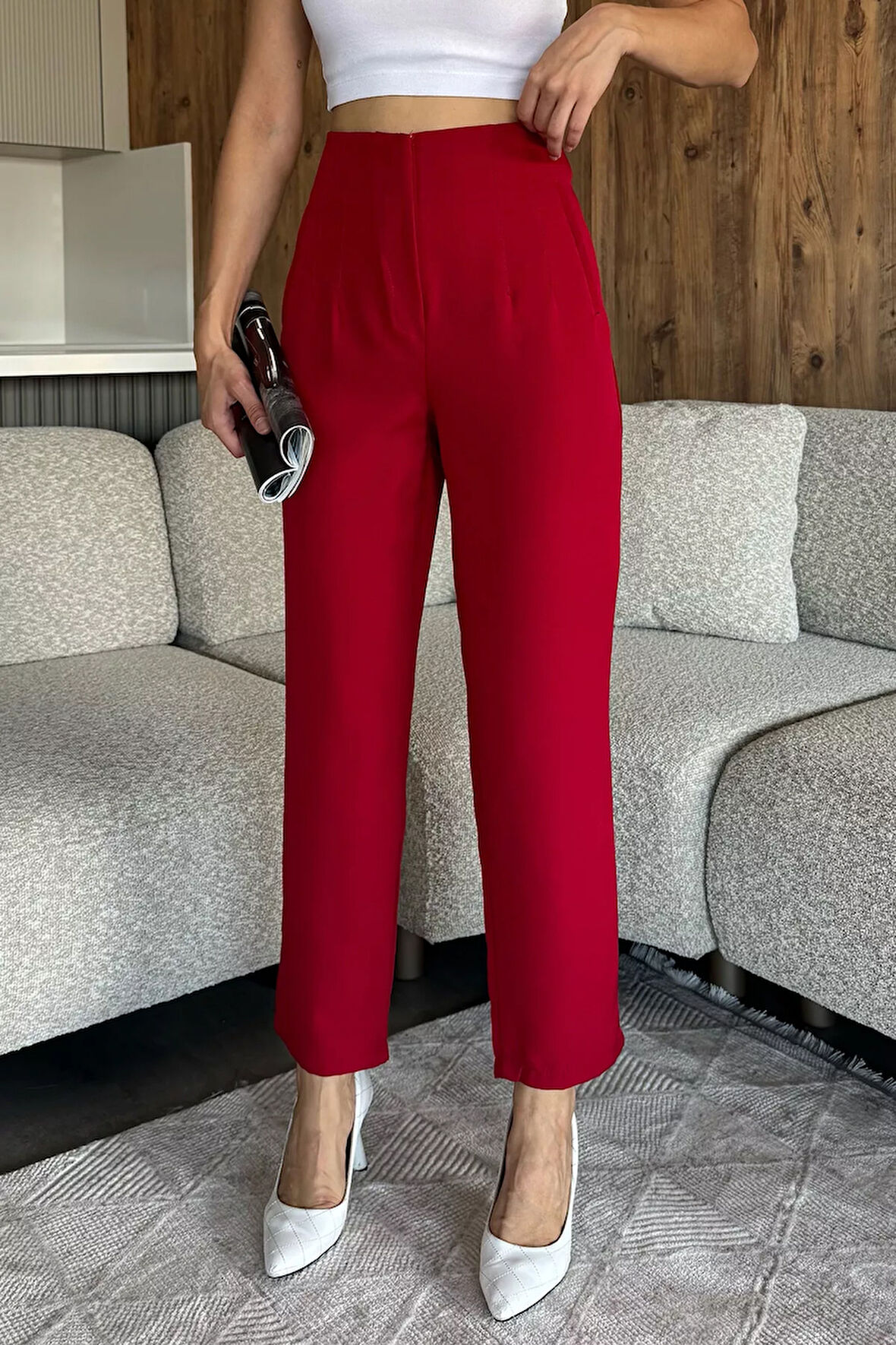 Bel Çimalı Kumaş Pantolon