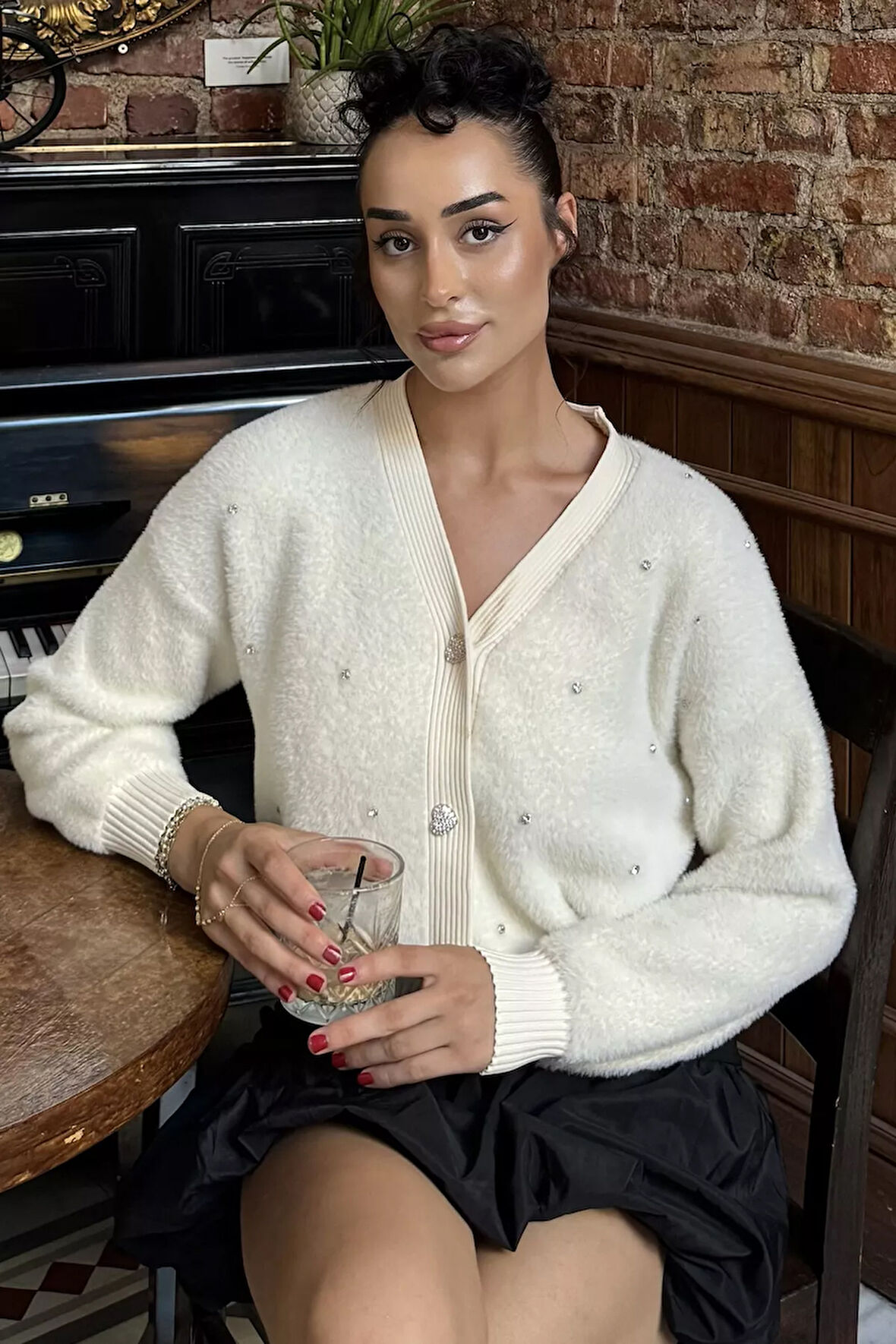 Kadın Taşlı Yumoş Triko Ceket (s-m-l-xl Beden Uyumludur.)