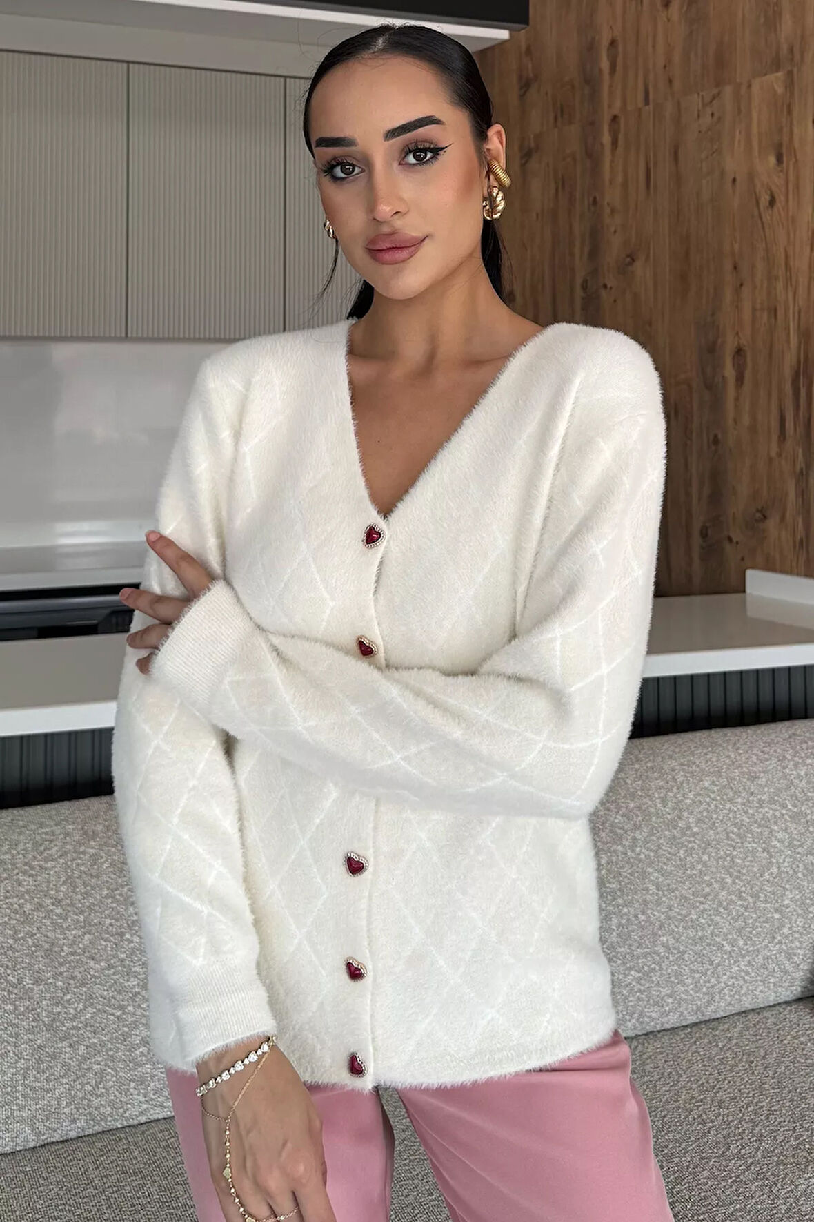 Kadın Yumoş İplik Sakallı Triko Hırka (s-m-l-xl Uyumludur)