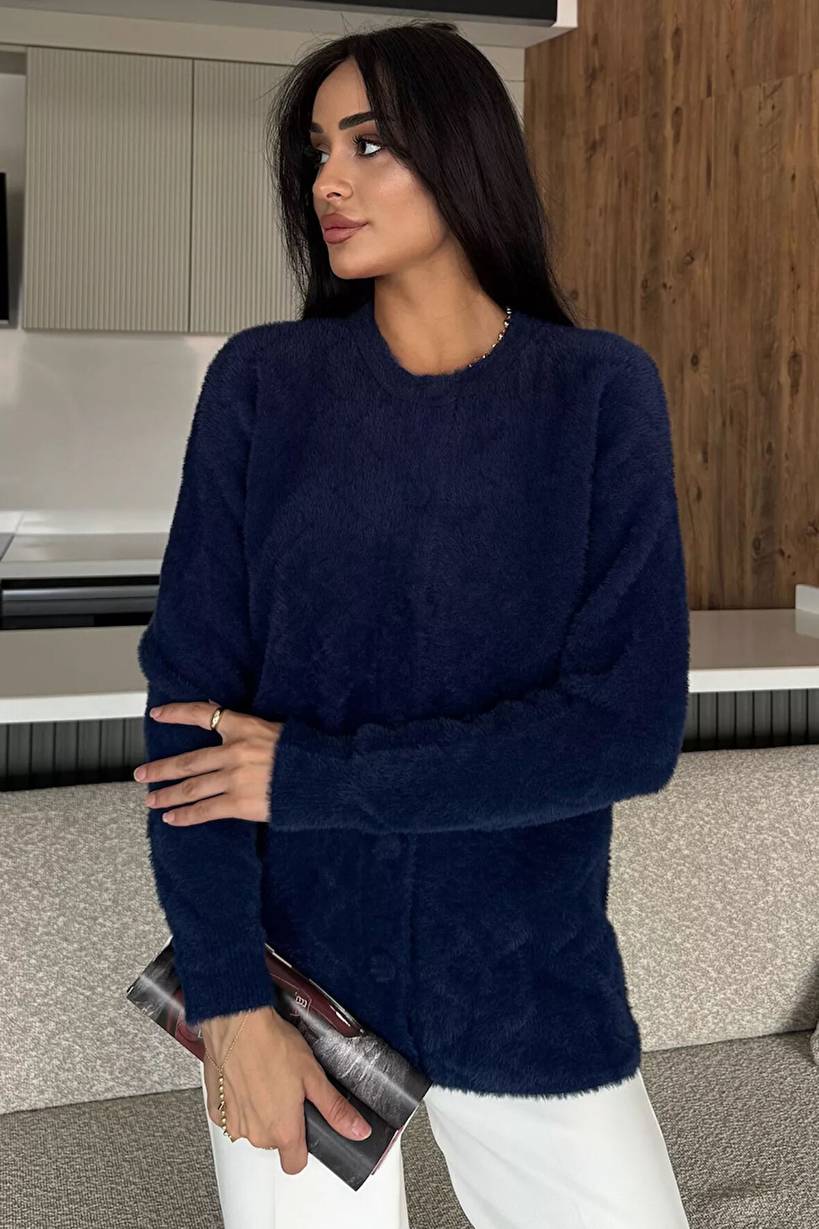 Kadın Ön Düğmeli Yumoş İplik Triko Ceket (s-m-l Uyumludur)