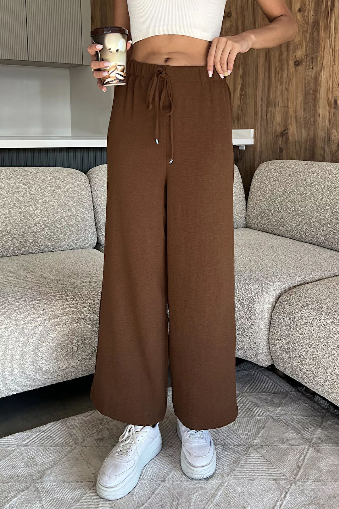 Kadın Bel Lastikli Bol Kesim Pantolon