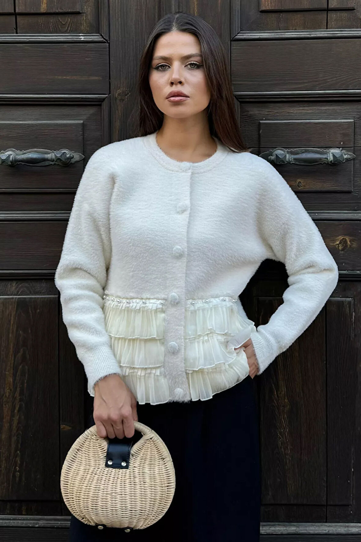 Alt Kısmı Fırfırlı Yumoş Triko Ceket (s,m,l,xl Uyumludur)