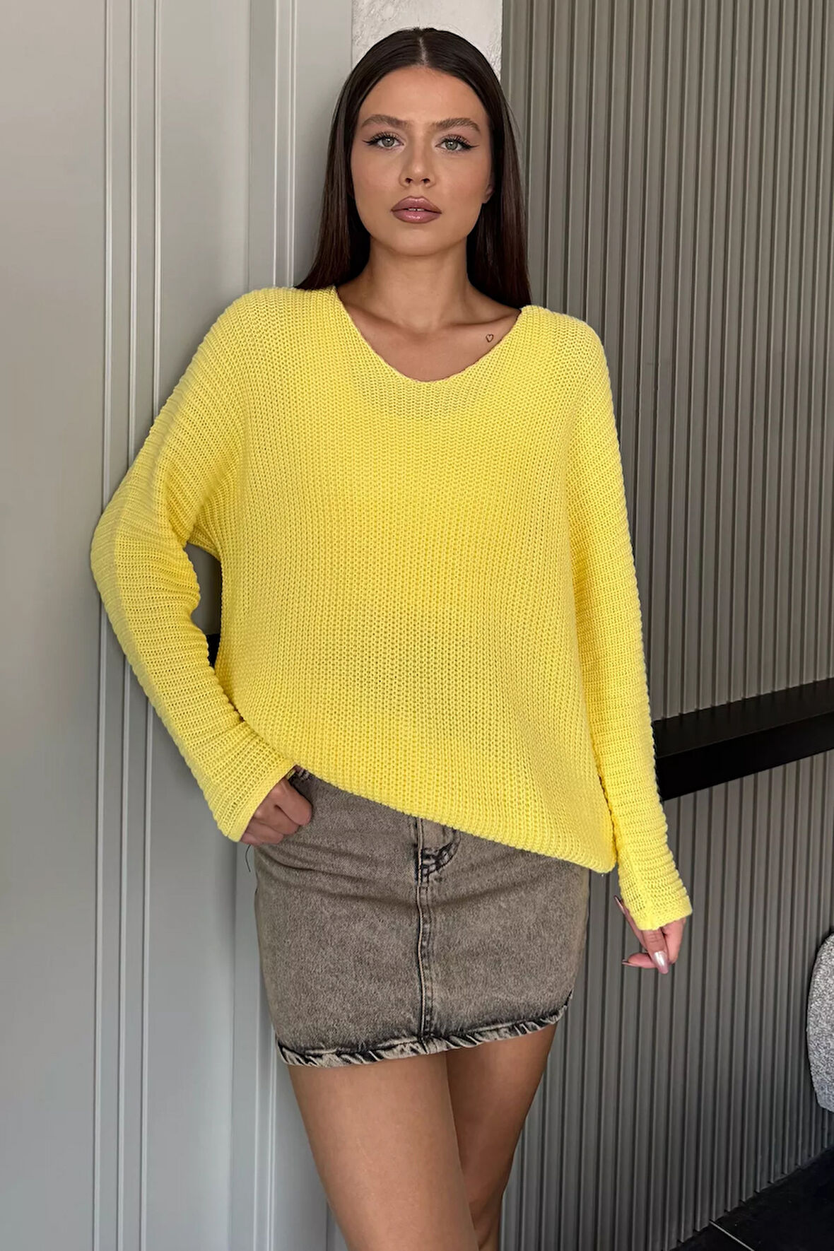 V Yaka Salaş Triko Bluz (s,m,l,xl Uyumludur)