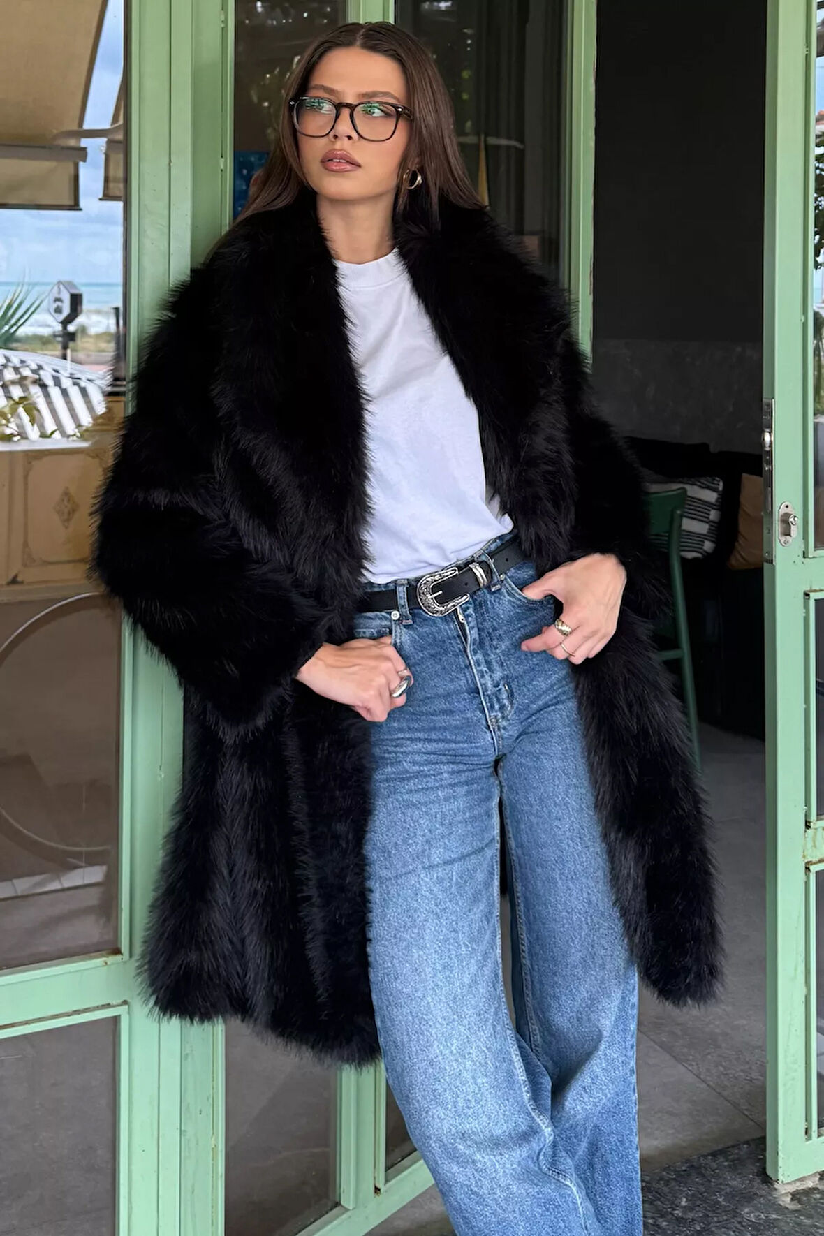 Kadın Astarlı Kürklü Uzun Mont