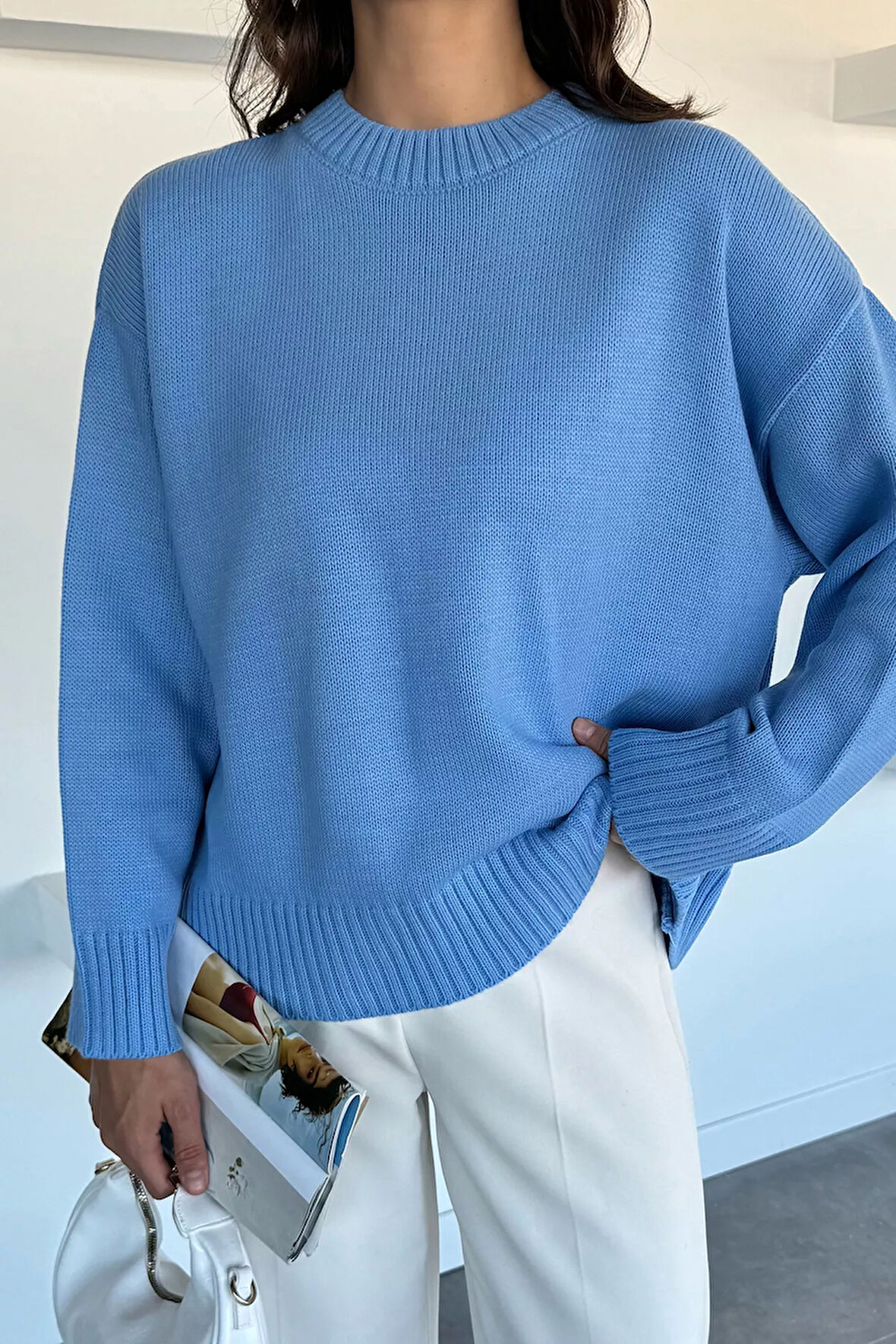 Kadın Bisklet Yaka Triko Kazak