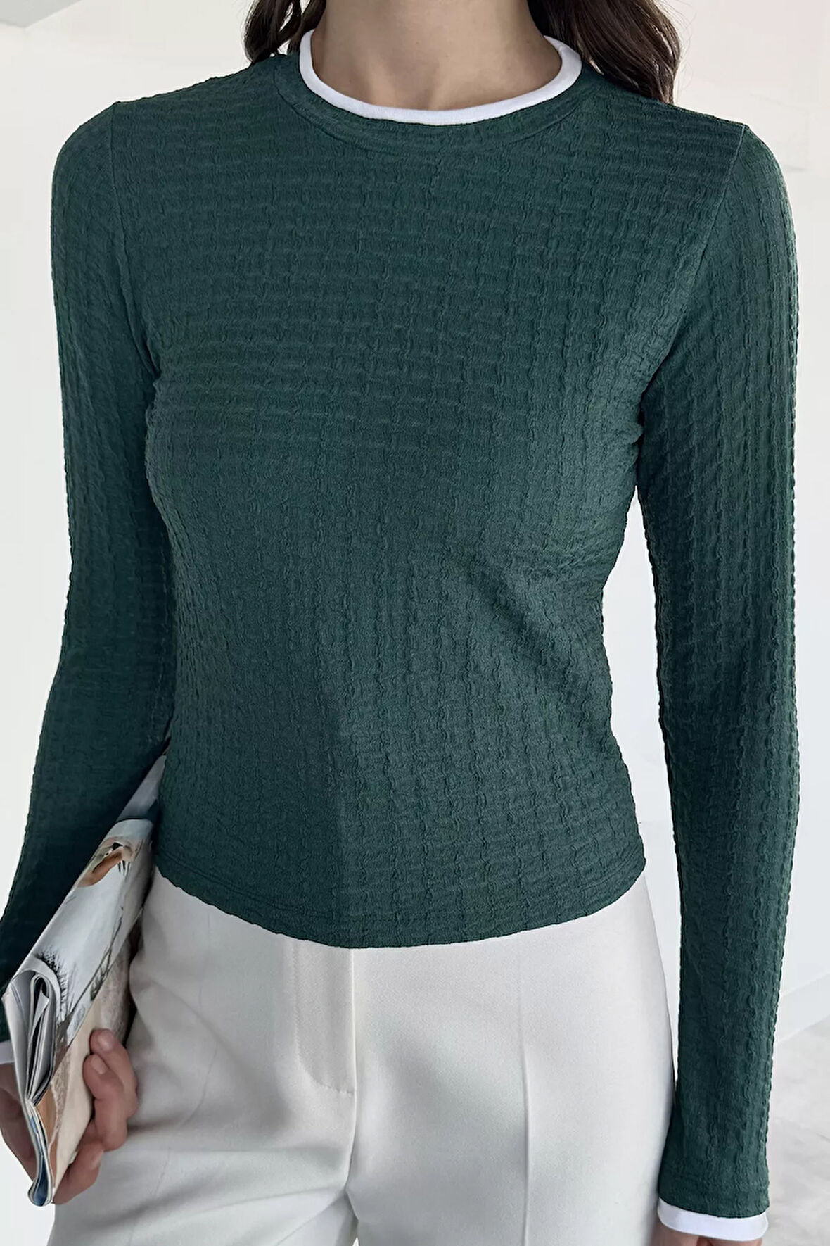 Kadın Yaka Ve Kol Parçalı Bluz