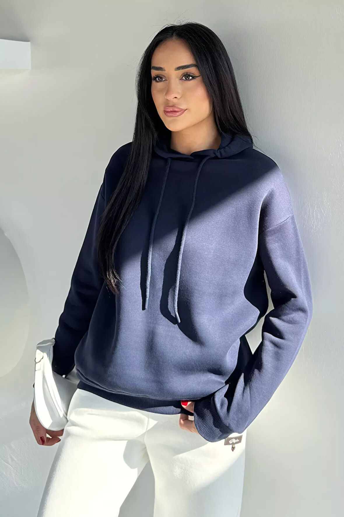 Kadın Kapüşonlu Şardonlu Basic Sweatshirt