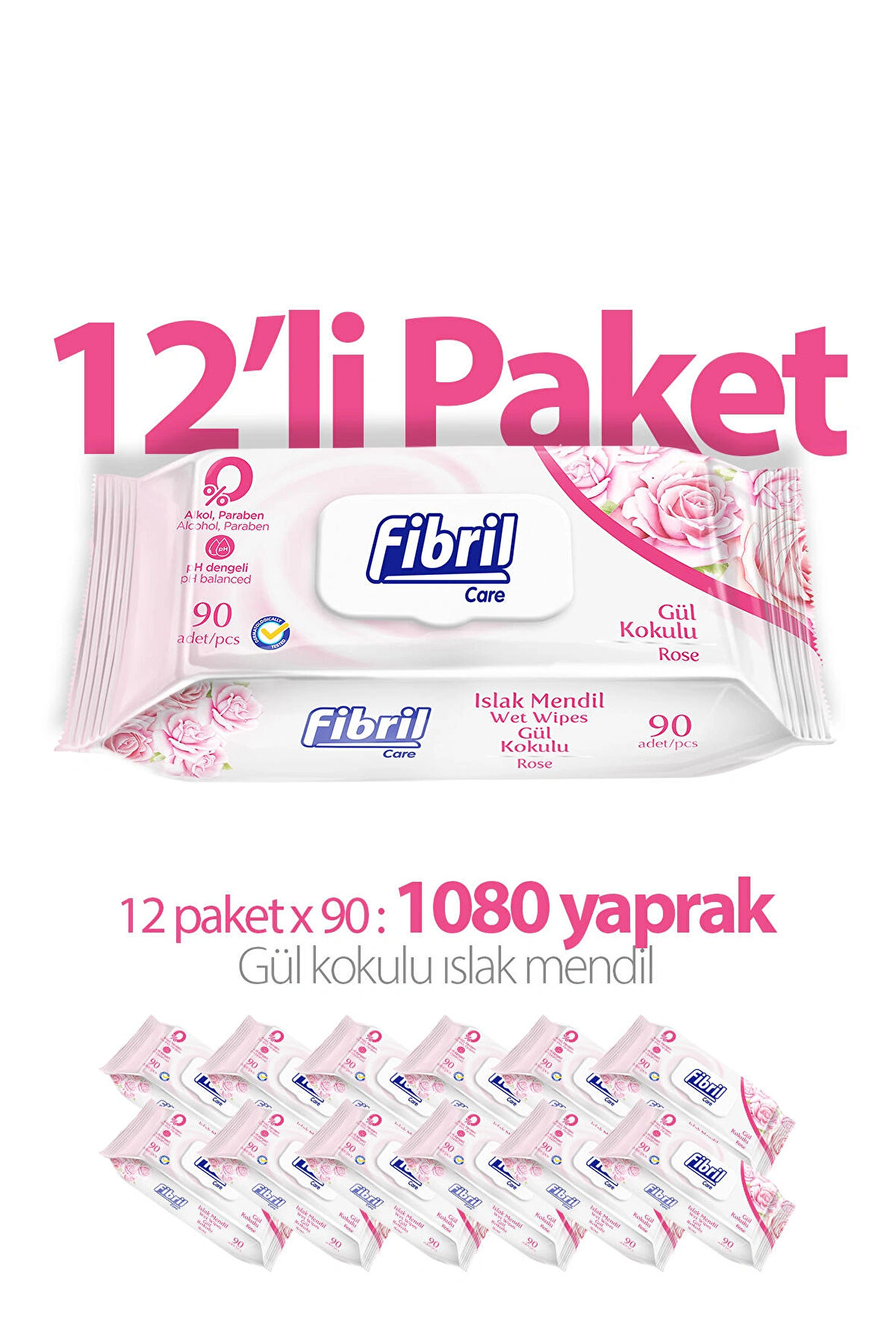 Gül Islak Mendil 12x90 Lı Paket 1080 Yaprak