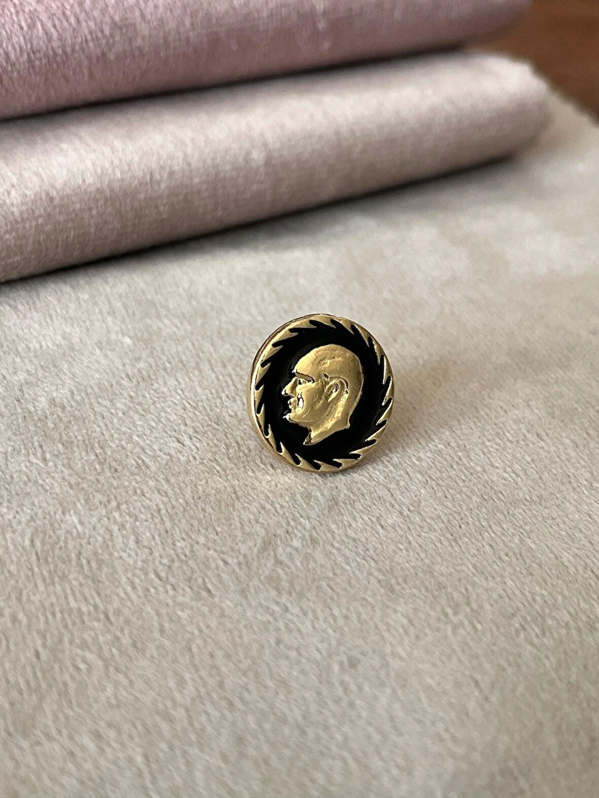 14 Ayar Altın Kaplama Atatürk Portresi Yaka İğnesi 