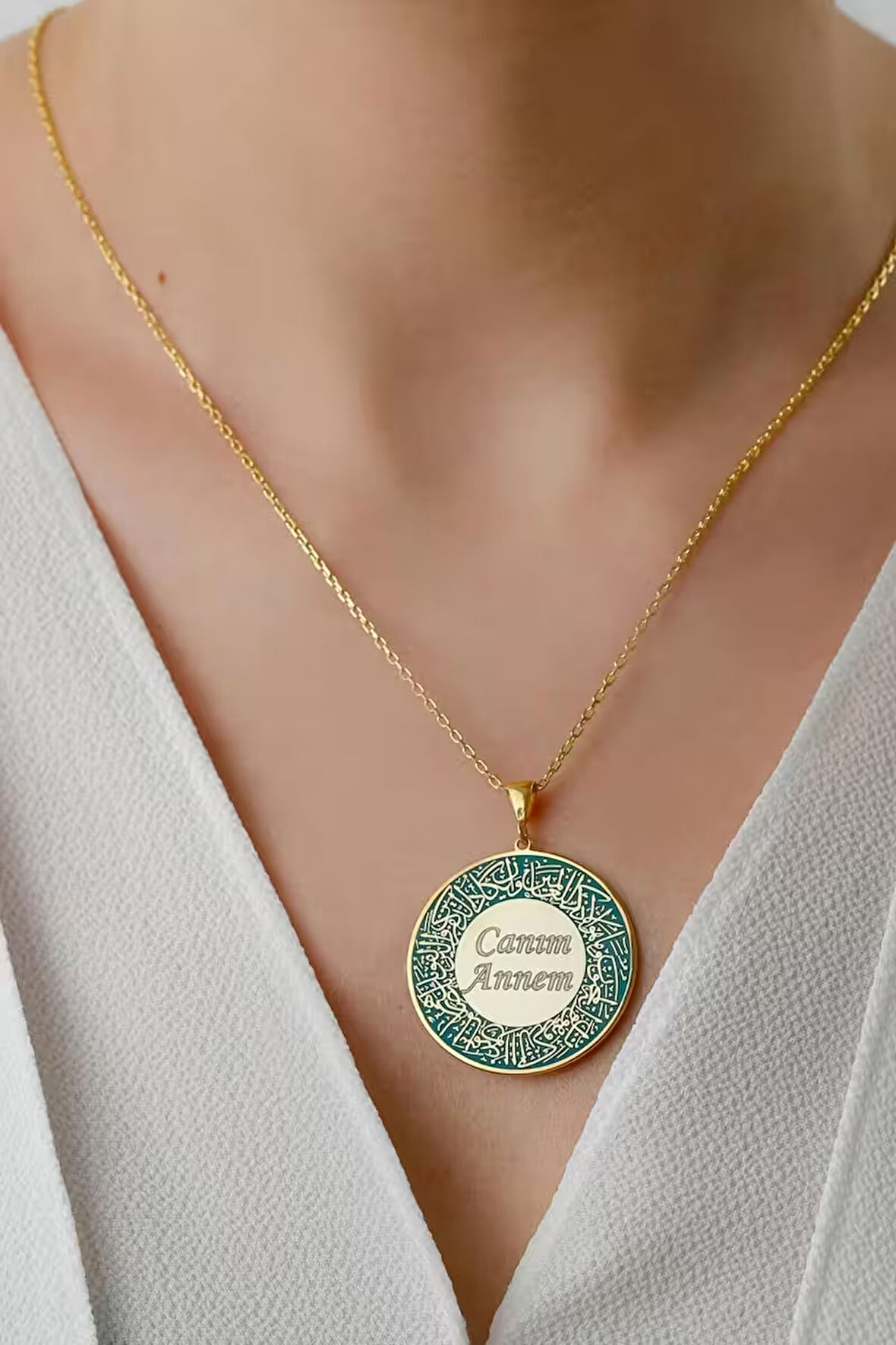 925 Ayar Gümüş Nazar Ayet Canım Annem Kolye