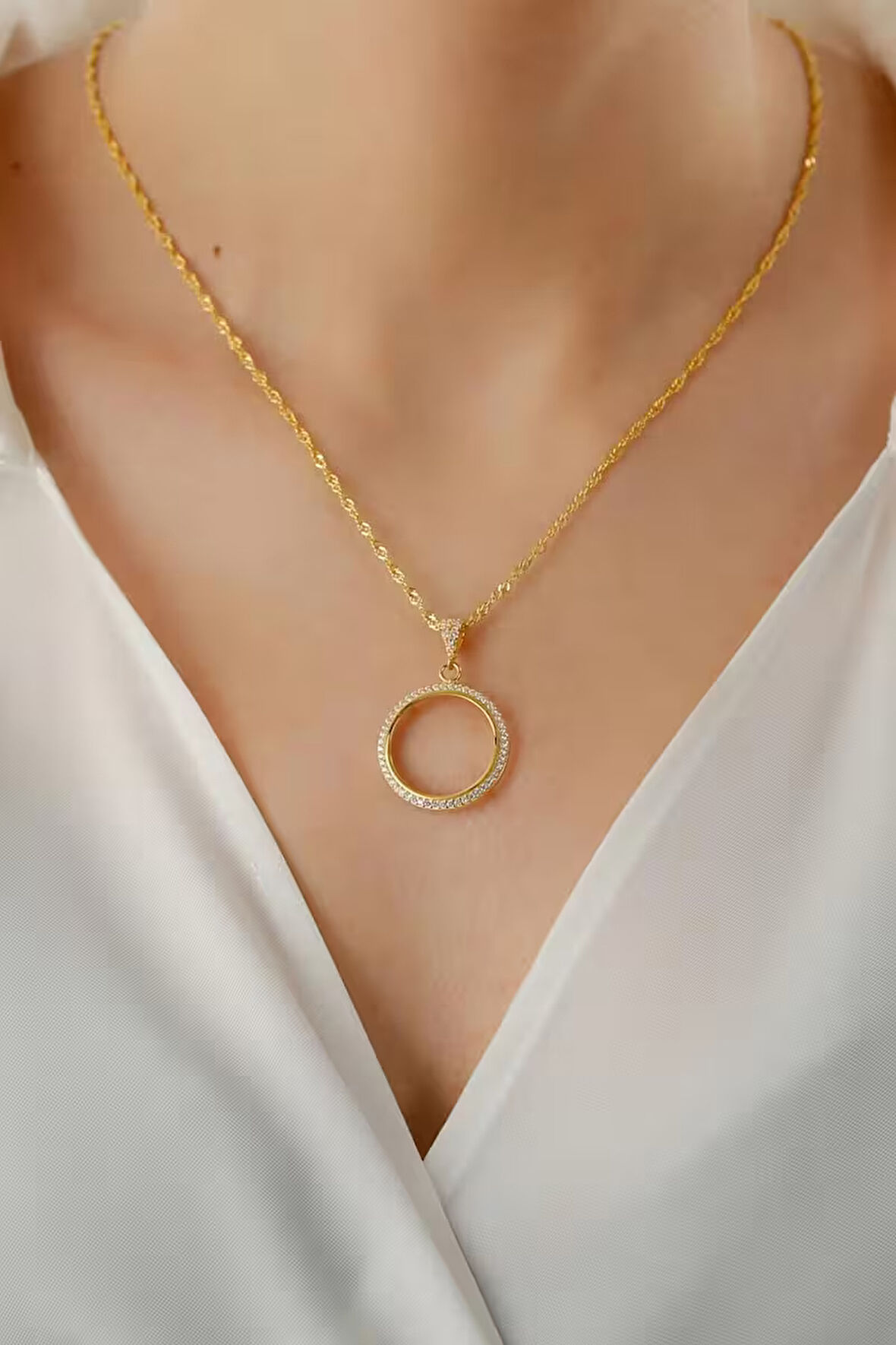 925 Ayar Gümüş Çeyrek Altın Kolye