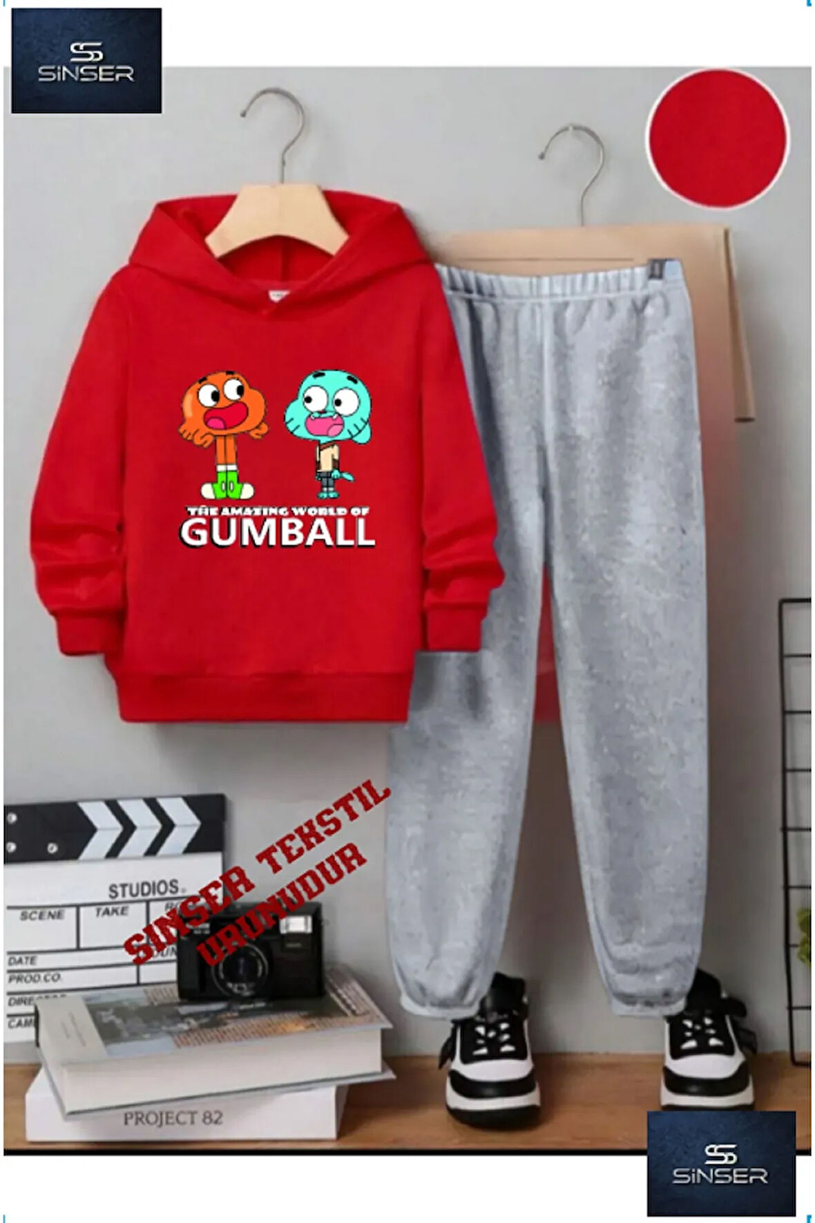 Kapşonlu Çocuk “GUMBALL SYH-BYZ YAZILI” Baskılı Eşofman Takımı