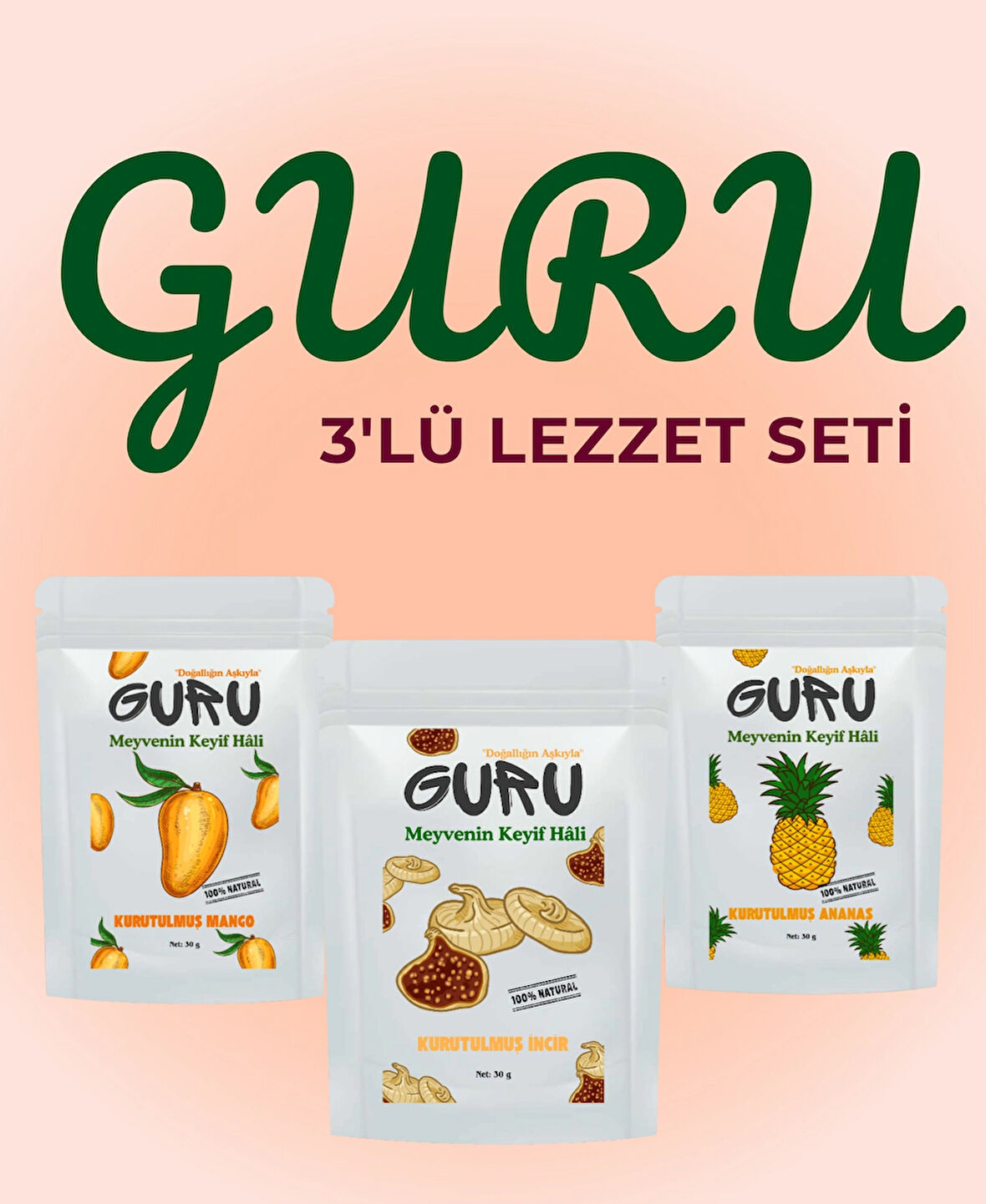 Guru Mango İncir Ananas Kurusu Lezzet Seti