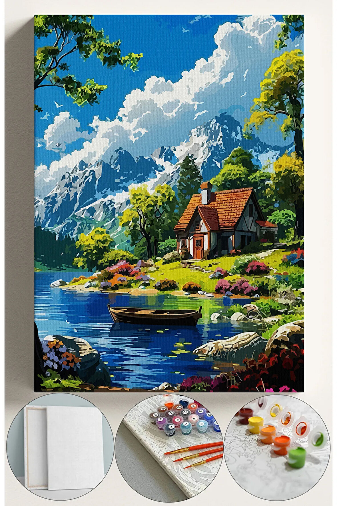 Sayılarla Boyama Seti Numaralı Tuval Fırça Boya 40x50 Cm - Güzel Manzara