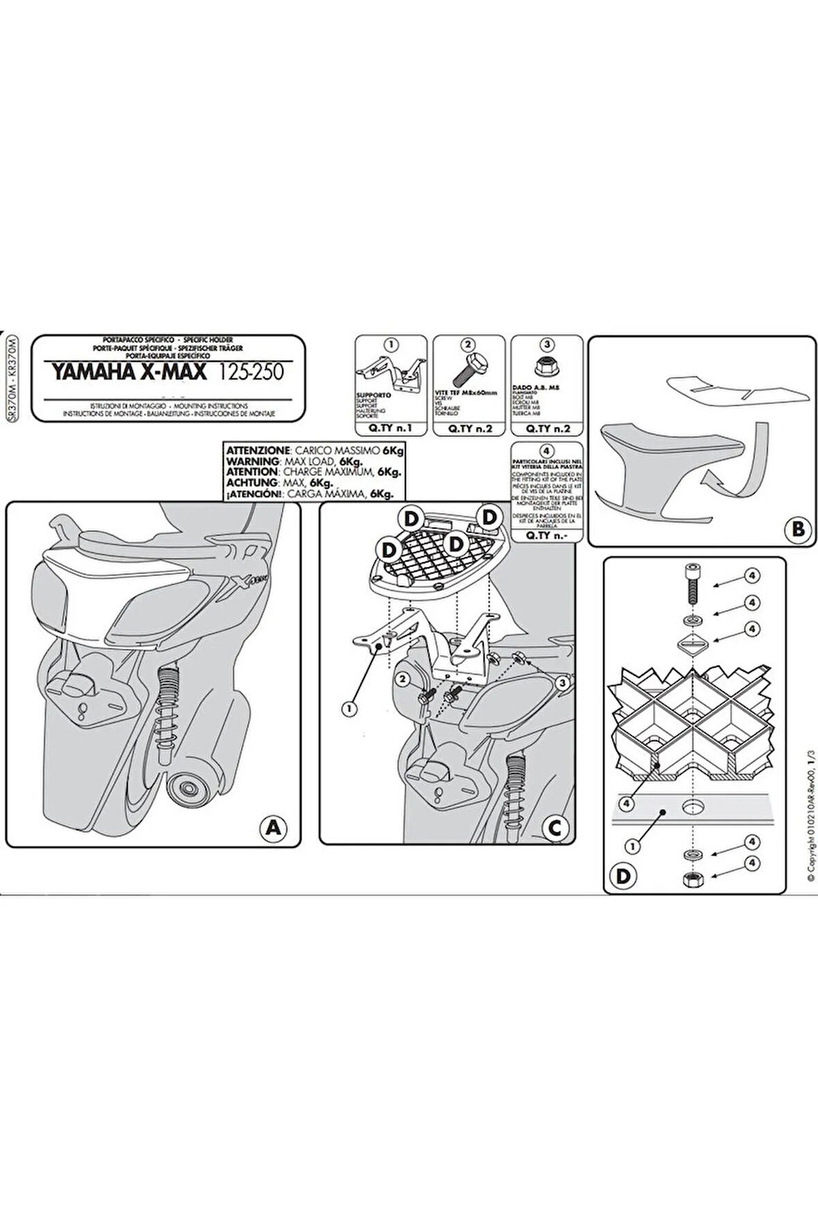 Sr370m Yamaha X-max 125-250 (10-13) Arka Çanta Taşıyıcı