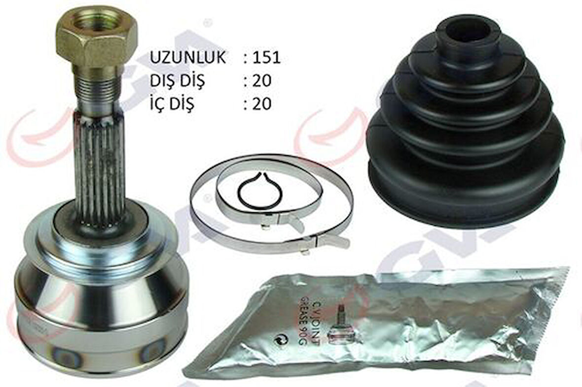 GVA 4424120K Aks Kafası Diş Ön Fiat Uno 70 1.4L 94-00 20X20X43.1 151mm 5998706