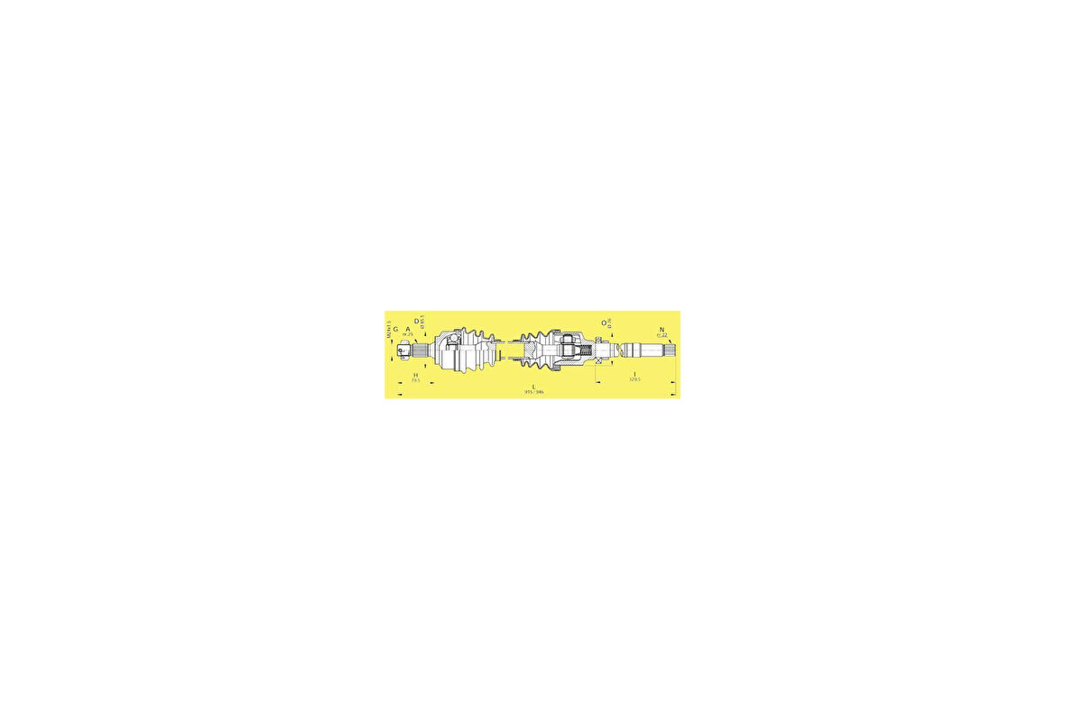 GVA 4443032 Komple Aks Sağ Peugeot 307 1.4L Man 00-07 912mm 9636786880