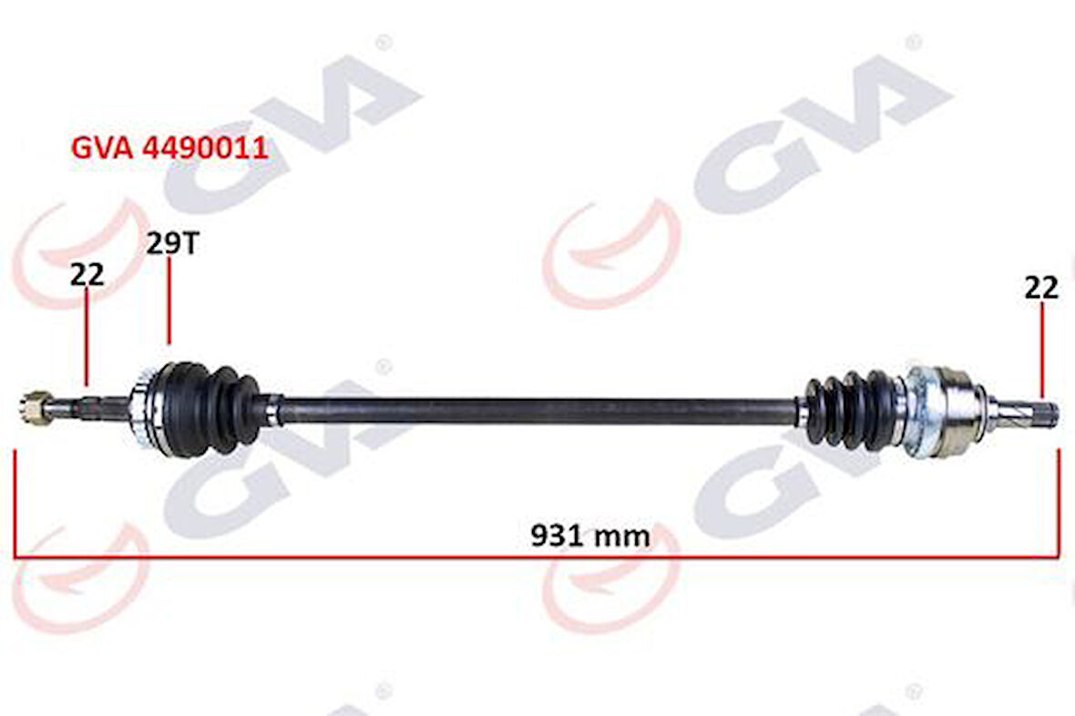 GVA 4490011 Komple Aks Sağ Corsa B 1.2I 16V 93-00 ABS'li 926mm 29 Diş 374221