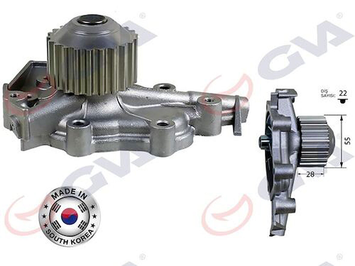 GVA 5290912 Devirdaim Su Pompası Chevrolet Kalos 1.2 8V-Matiz 1.0 03 Tıco 0.8-Matiz 0.8 98 96666219